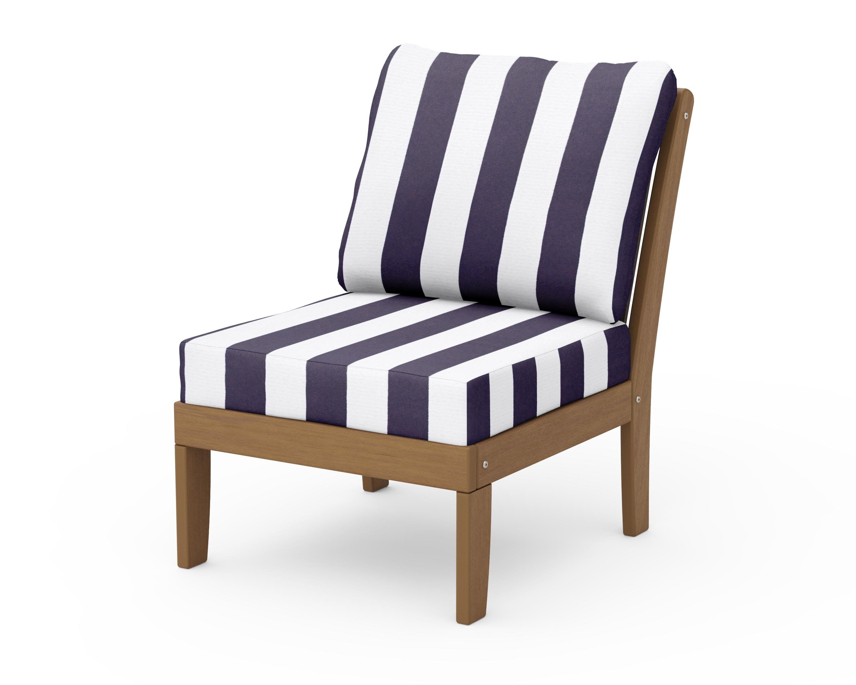 Braxton Modular Armless Chair in Natural / Cabana Stripe Navy