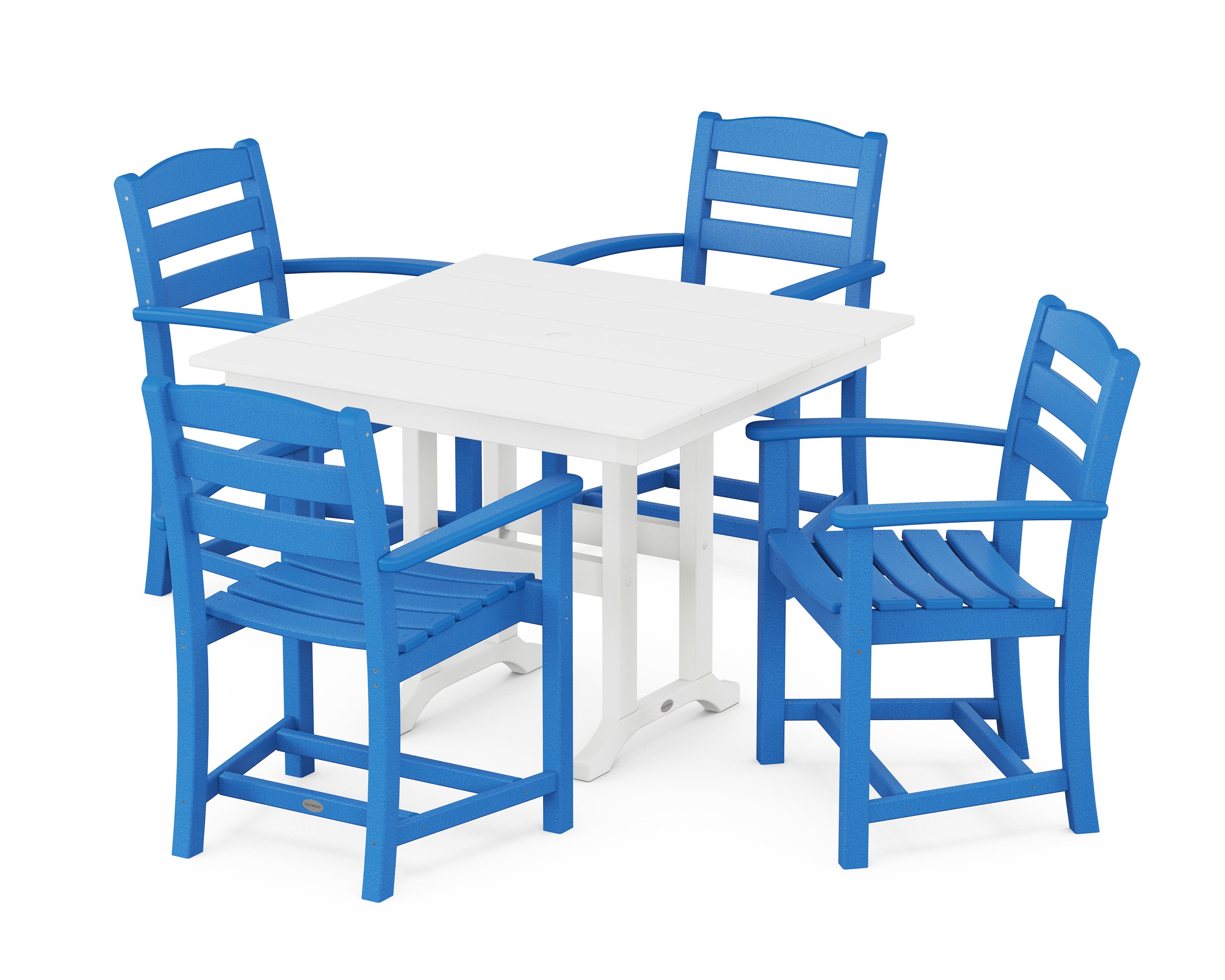 La Casa Caf 5-Piece Farmhouse Dining Set in Pacific Blue / White