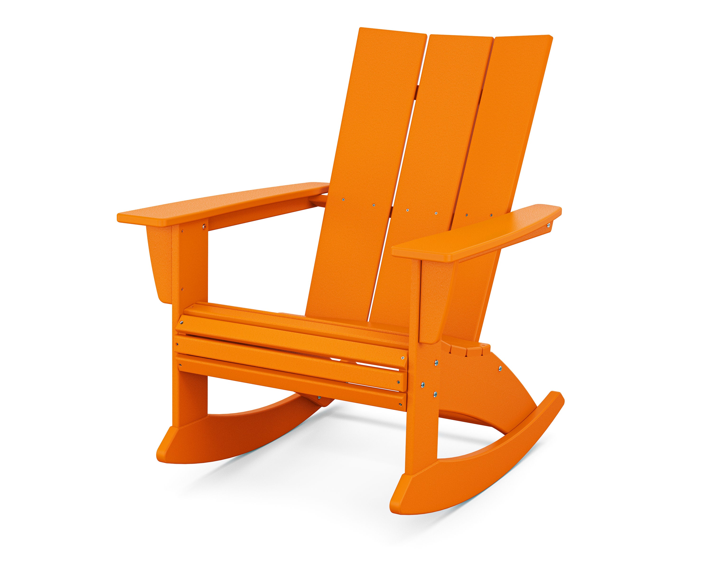 Modern Curveback Adirondack Rocking Chair in Tangerine