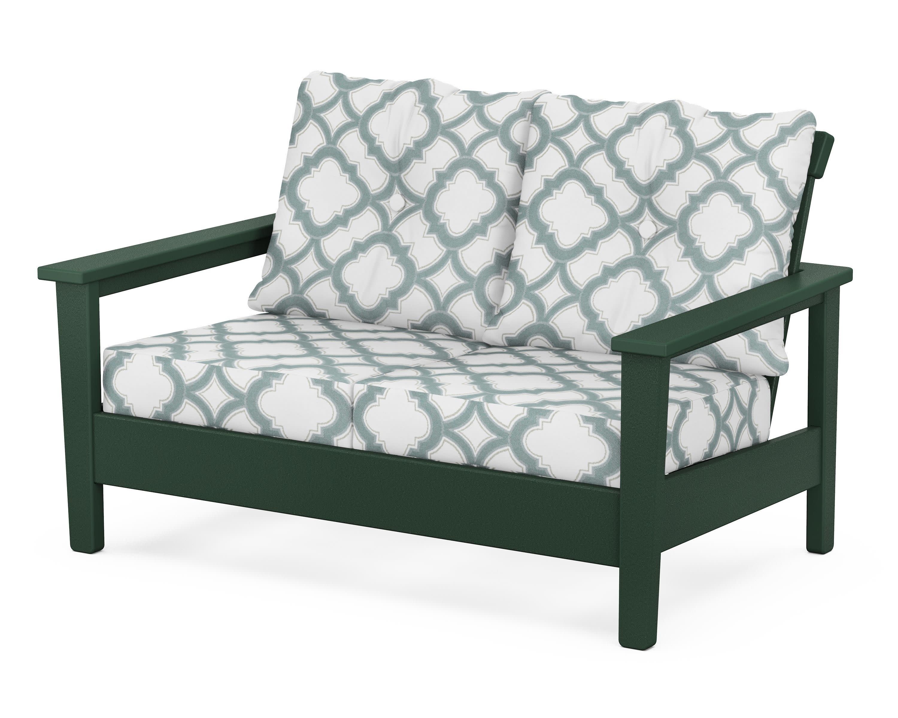 Prescott Deep Seating Loveseat in Green / Trellis Glacier Spa