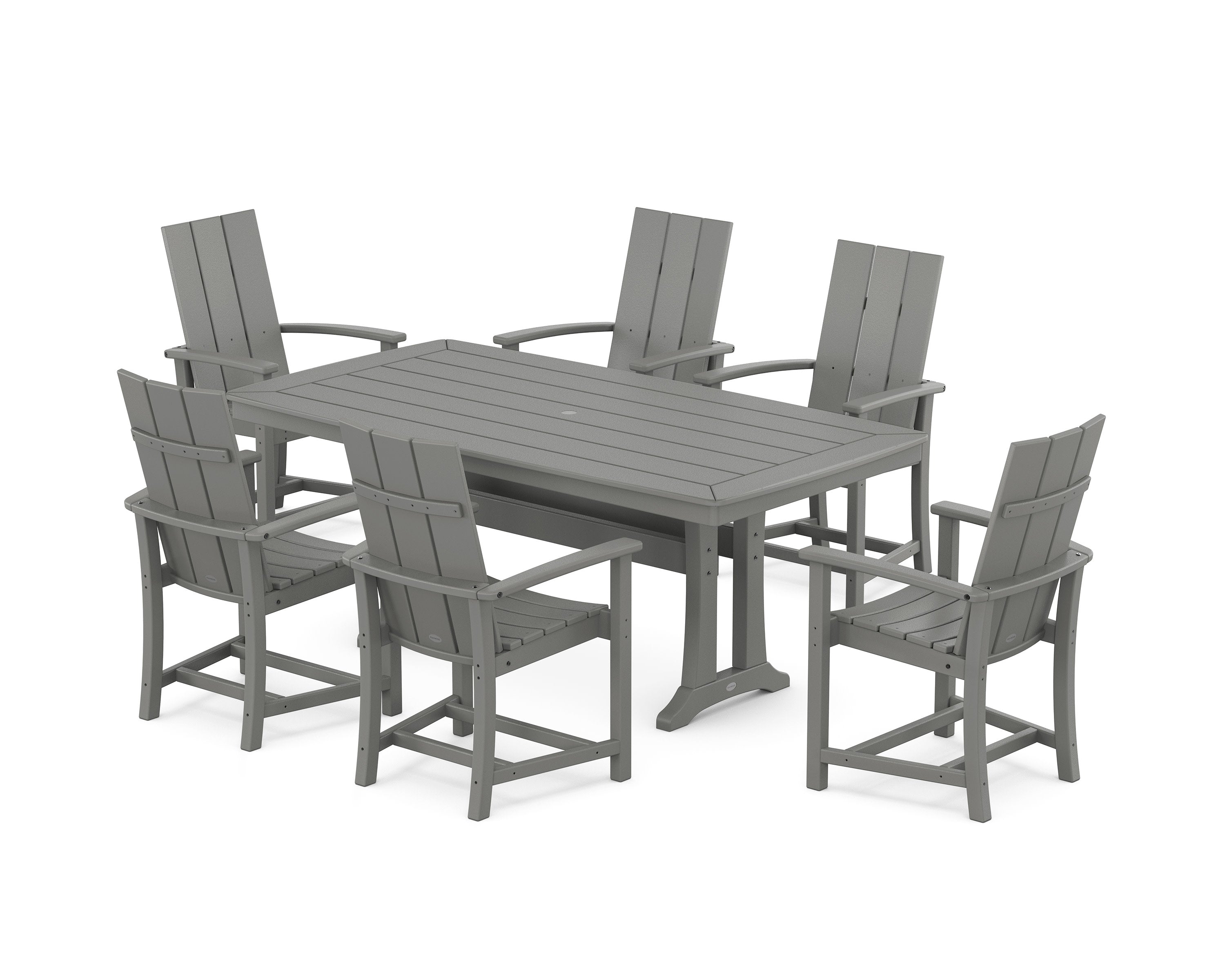 Modern Adirondack 7-Piece Dining Set with Trestle Legs in Slate Grey