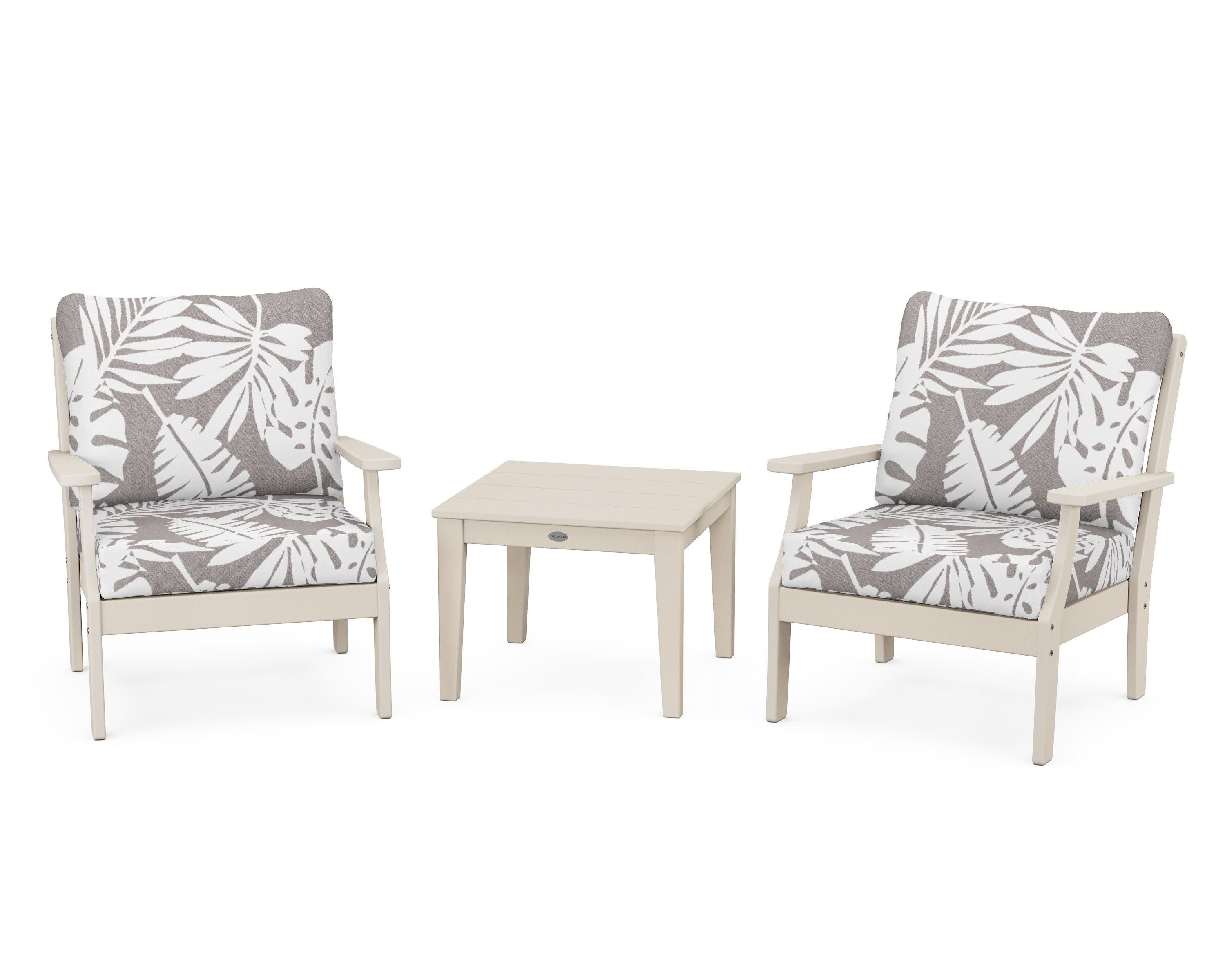 Braxton 3-Piece Deep Seating Set in Sand / Leaf Grey Mist