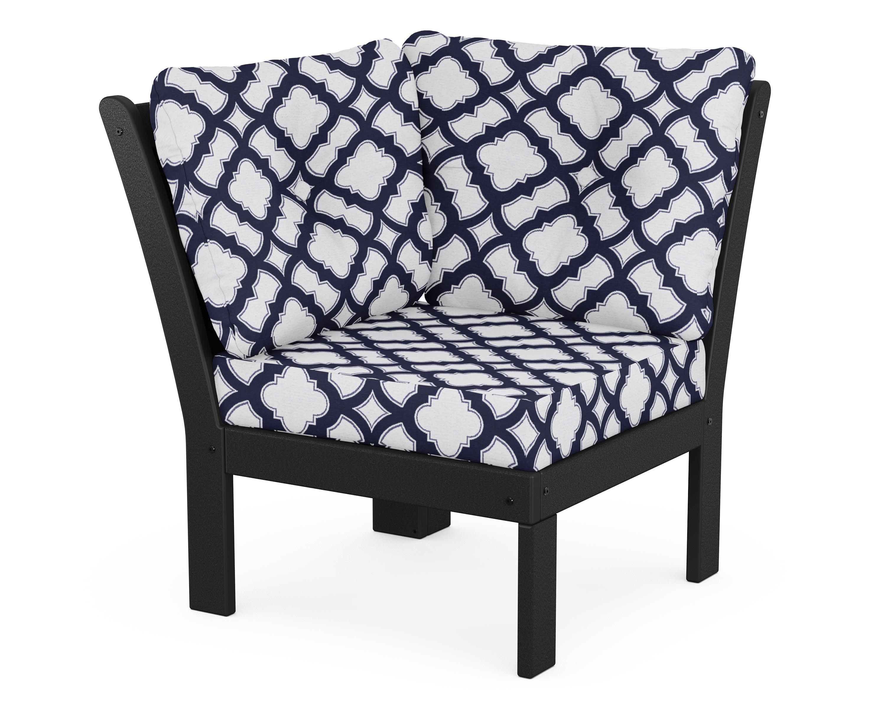 Vineyard Modular Corner Chair in Black / Trellis Navy