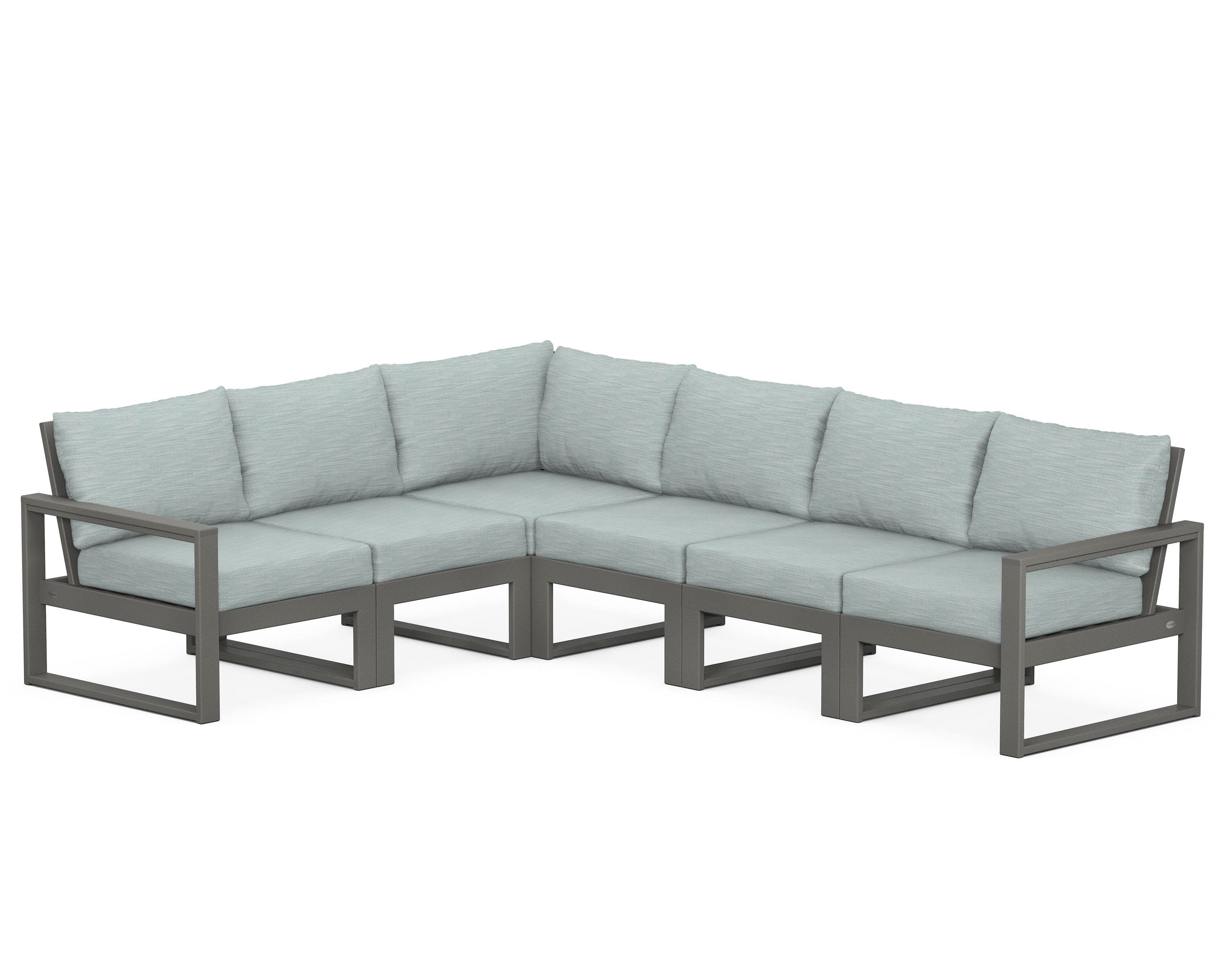 EDGE 6-Piece Modular Deep Seating Set in Slate Grey / Soothe Mist