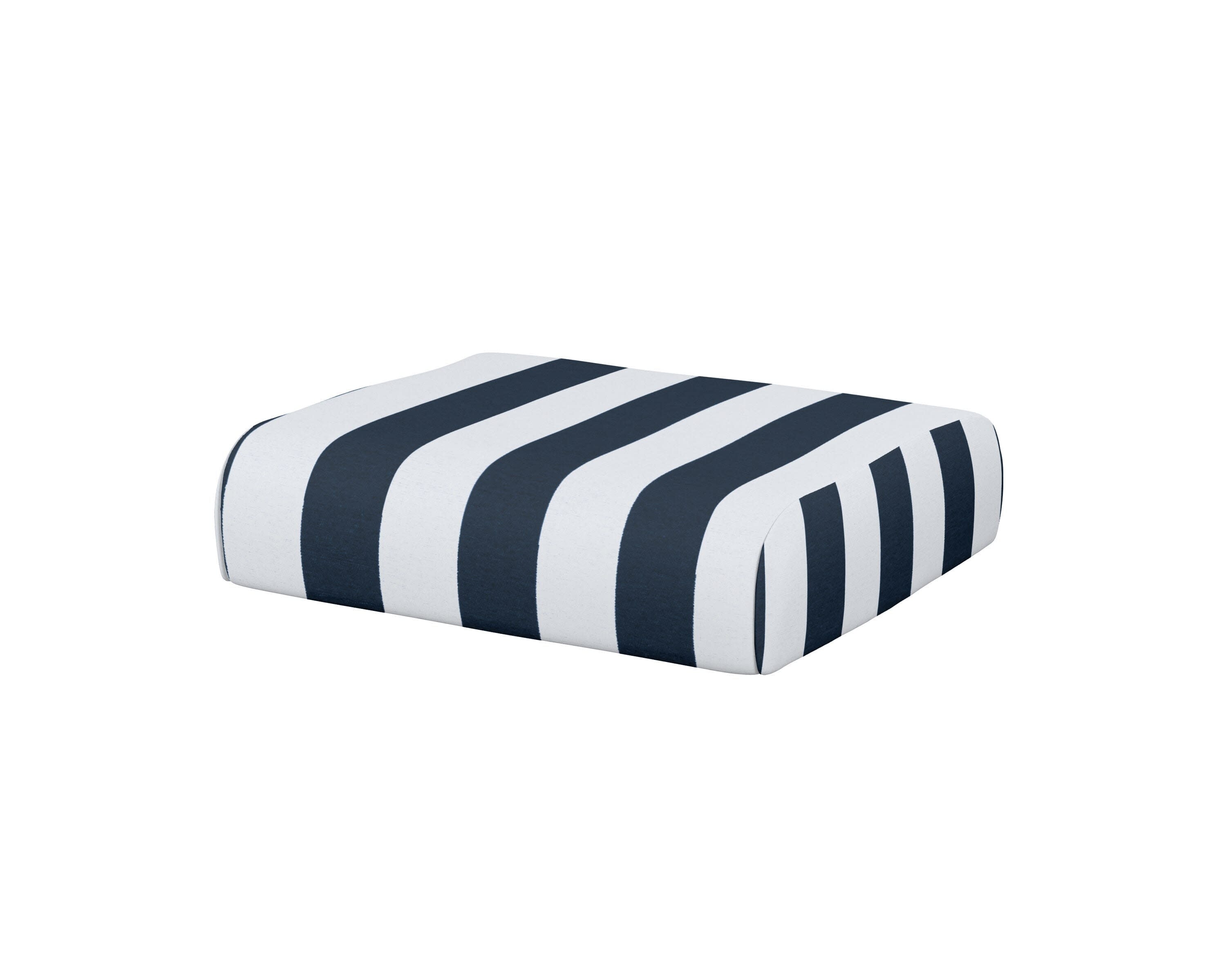 Club Ottoman Cushion in Cabana Stripe Marine Indigo
