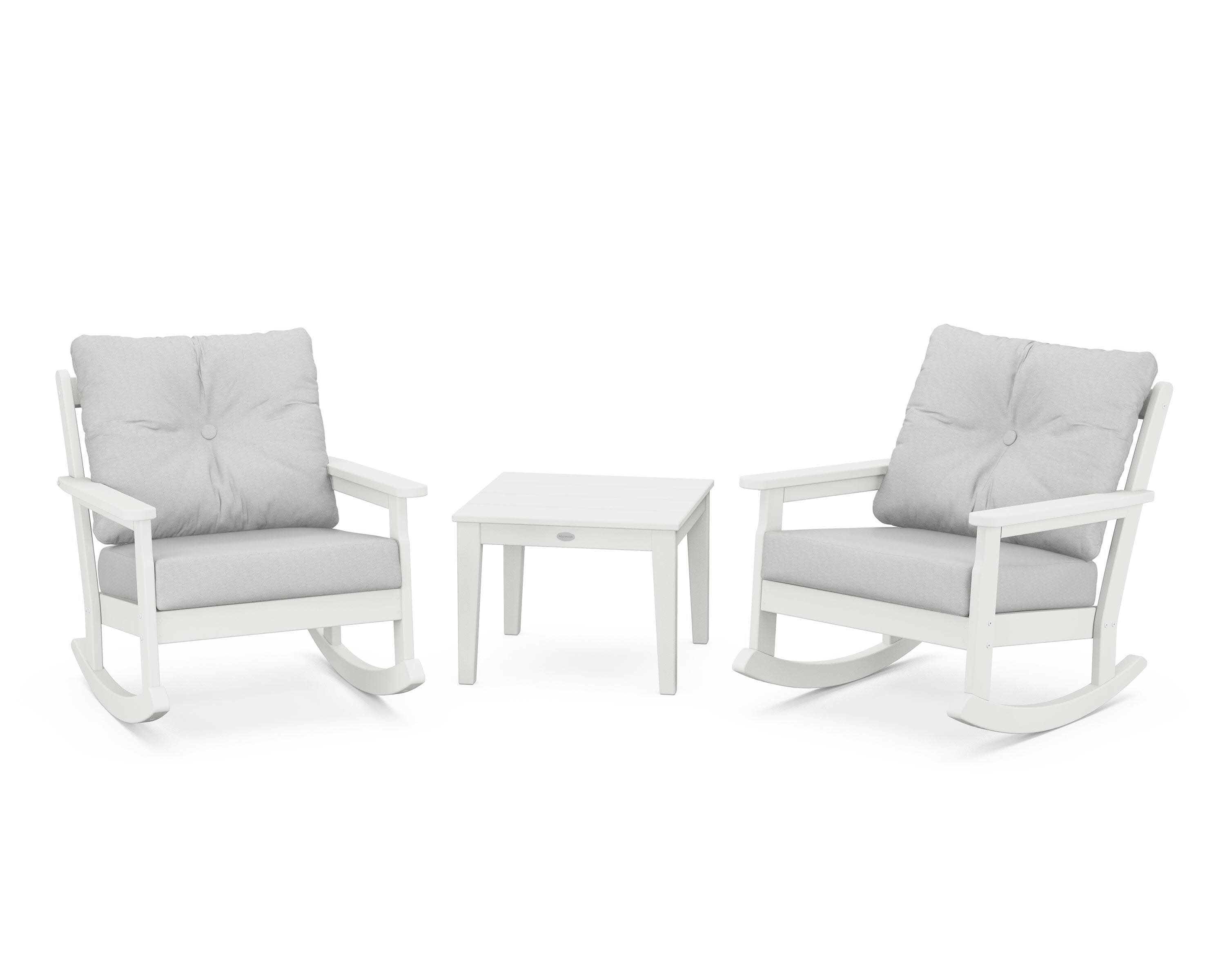 Vineyard 3-Piece Deep Seating Rocker Set in Vintage White / Diamond in the Rough