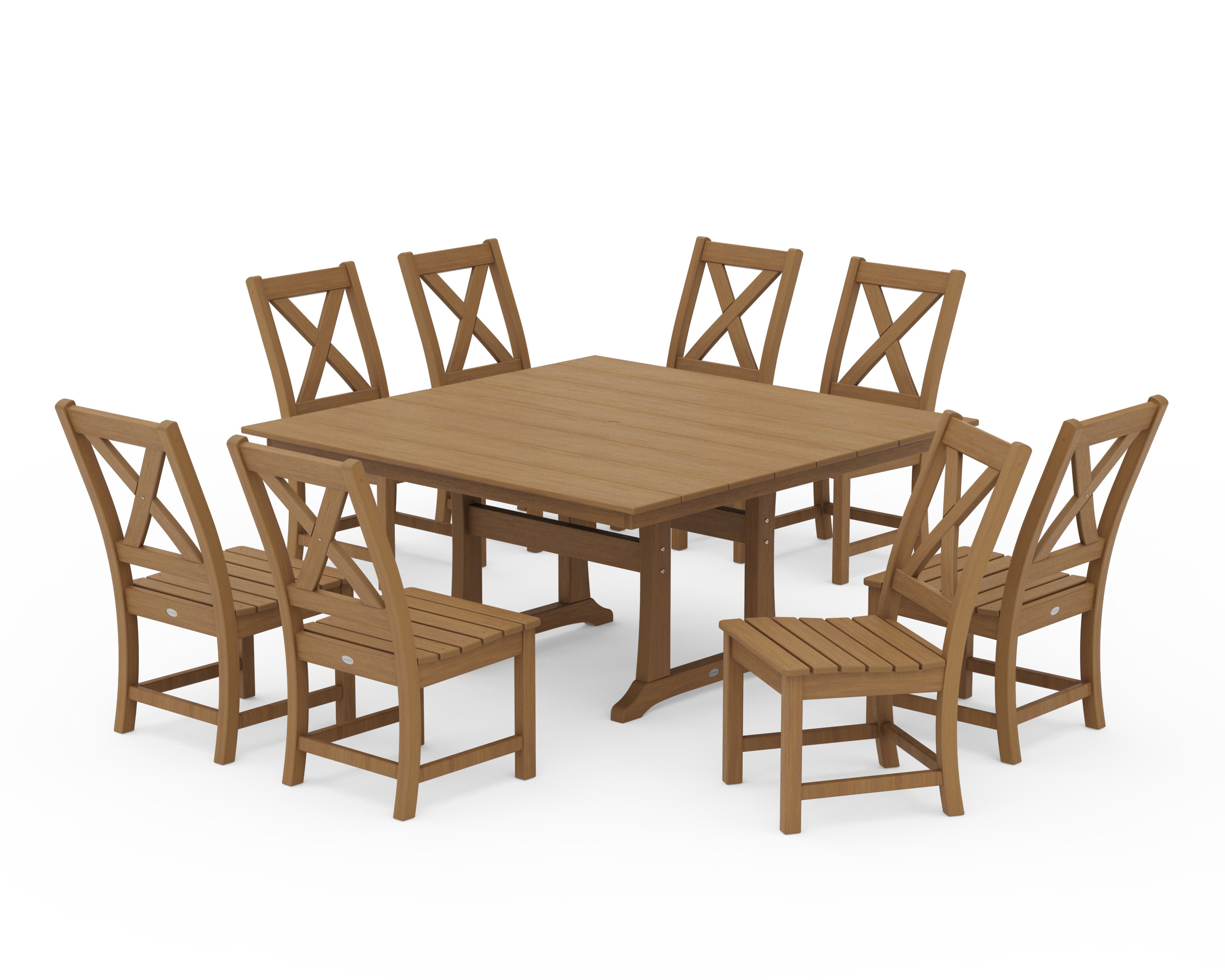 Braxton Side Chair 9-Piece Farmhouse Dining Set in Natural