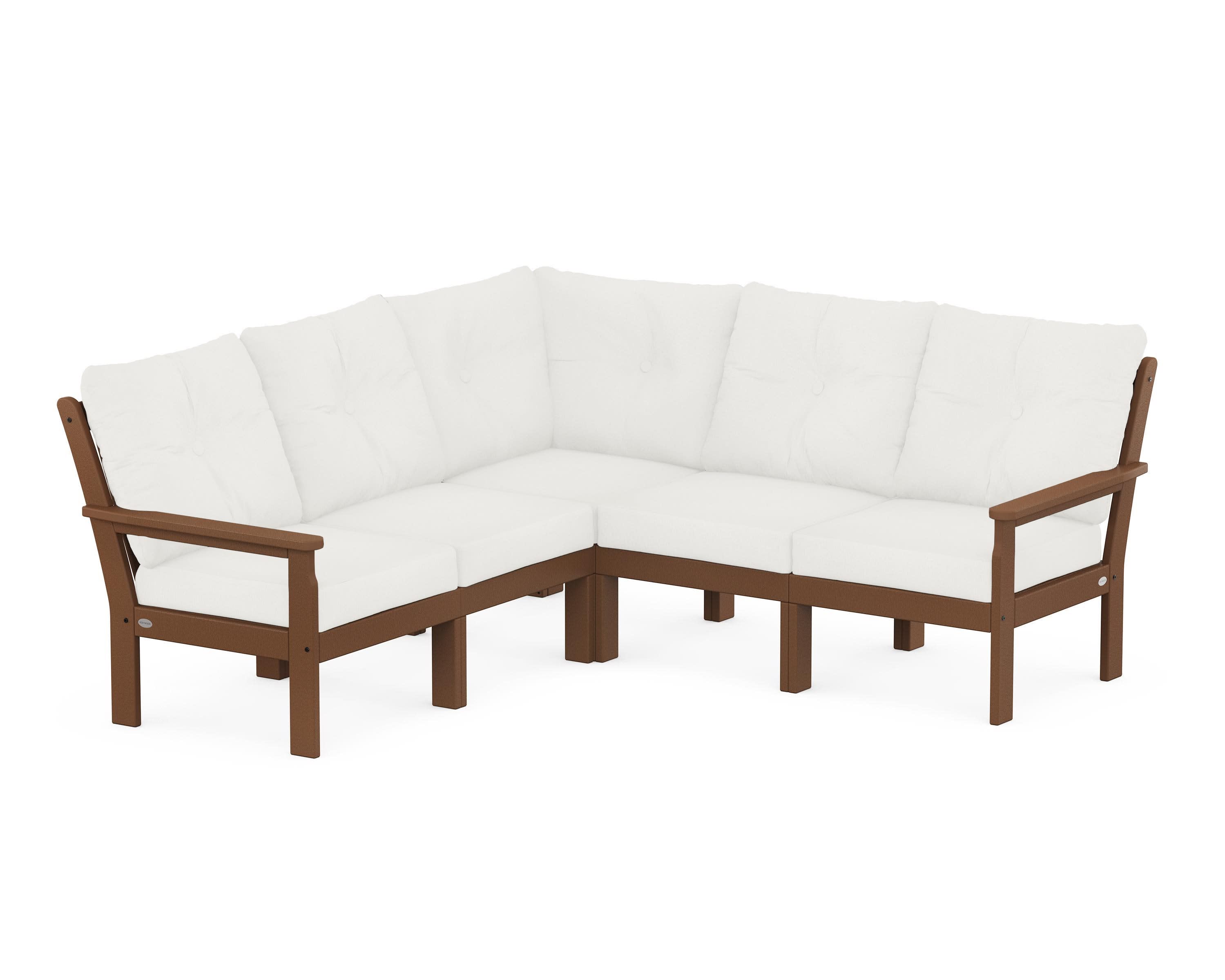 Vineyard 5-Piece Sectional in Teak / Natural Linen
