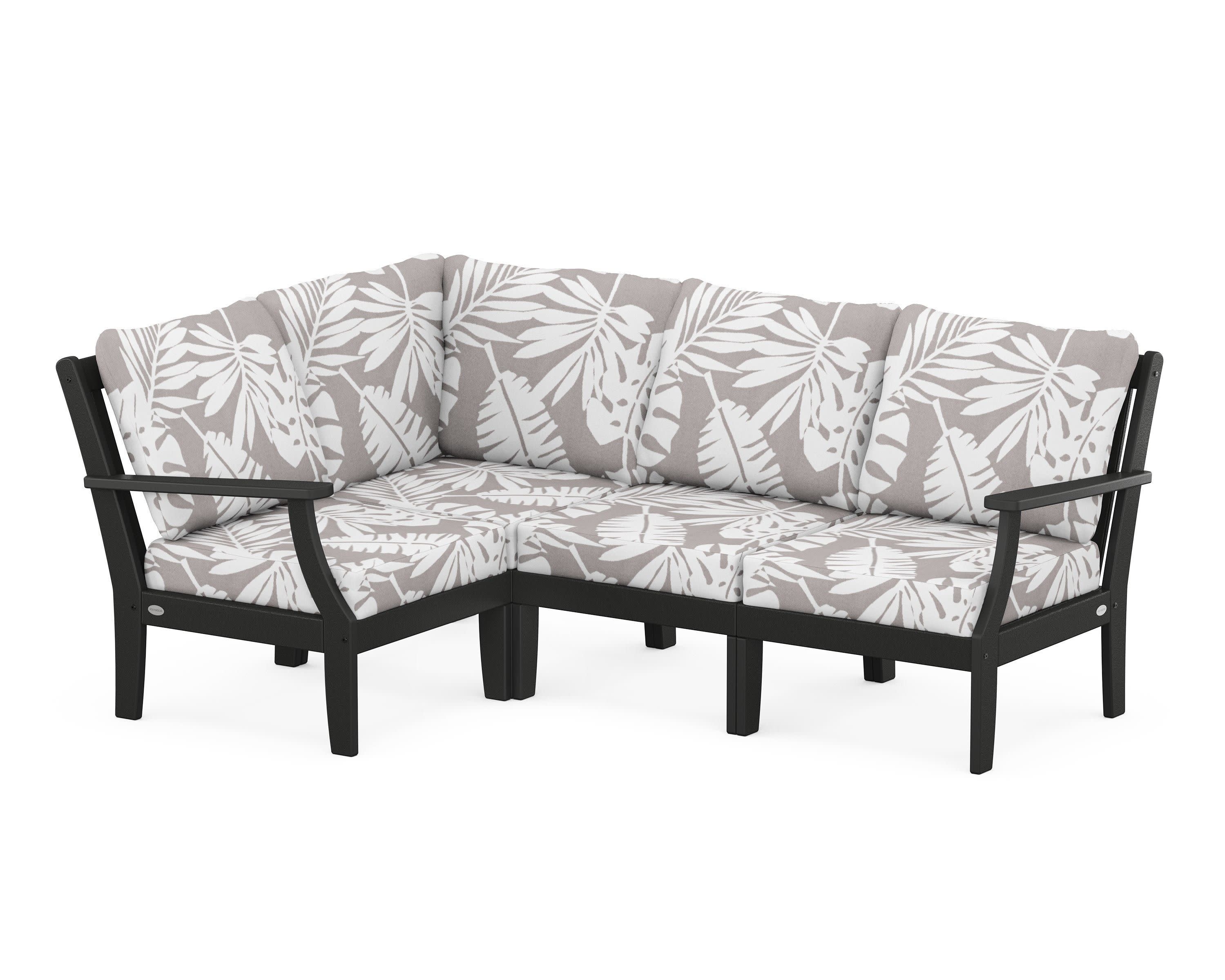 Braxton Modular 4-Piece Deep Seating Set in Black / Leaf Grey Mist