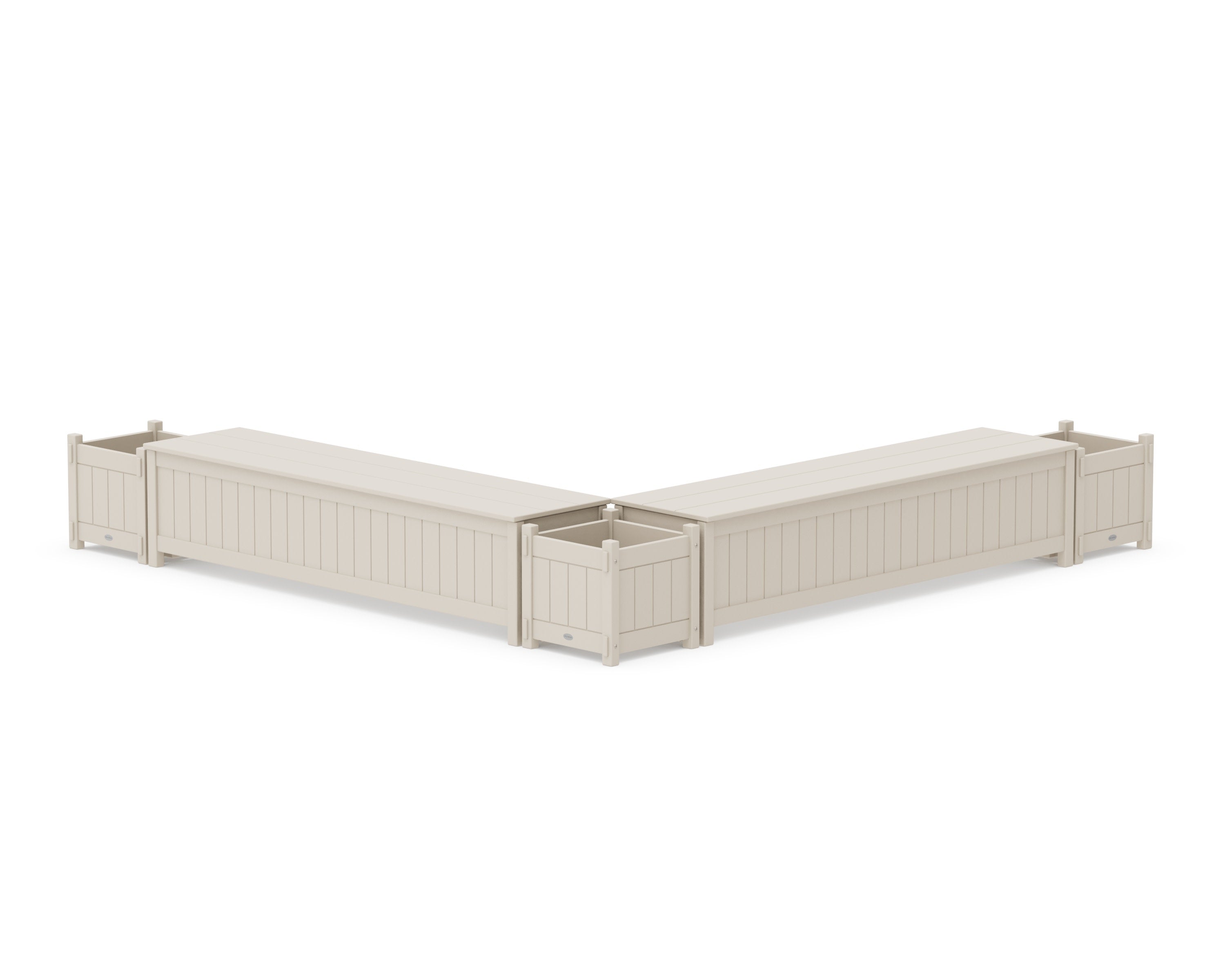 72" Vineyard L- Shaped Planter Storage Bench Corner Set in Sand