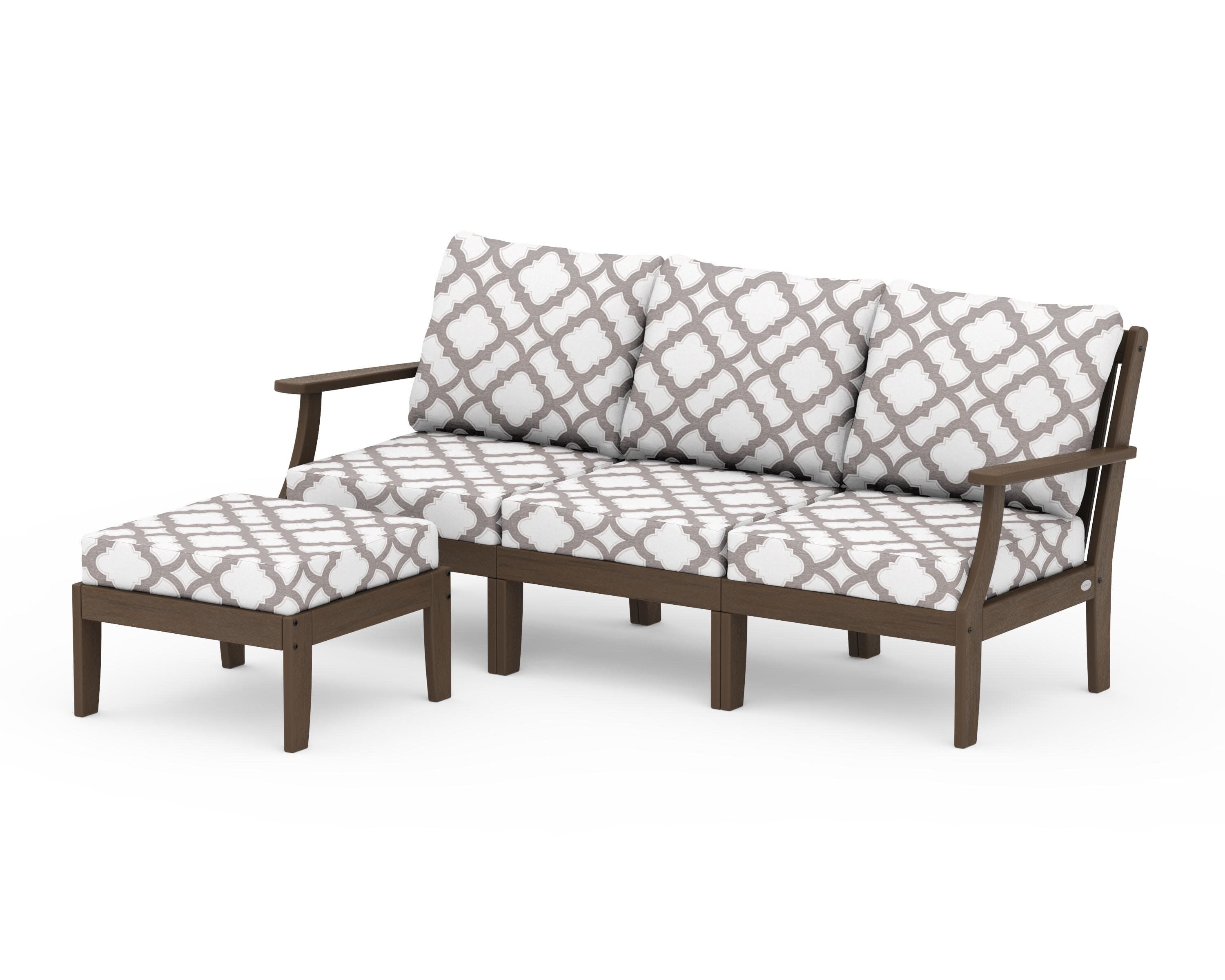 Braxton Modular 4-Piece Deep Seating Set with Ottoman in Kona / Trellis Grey Mist