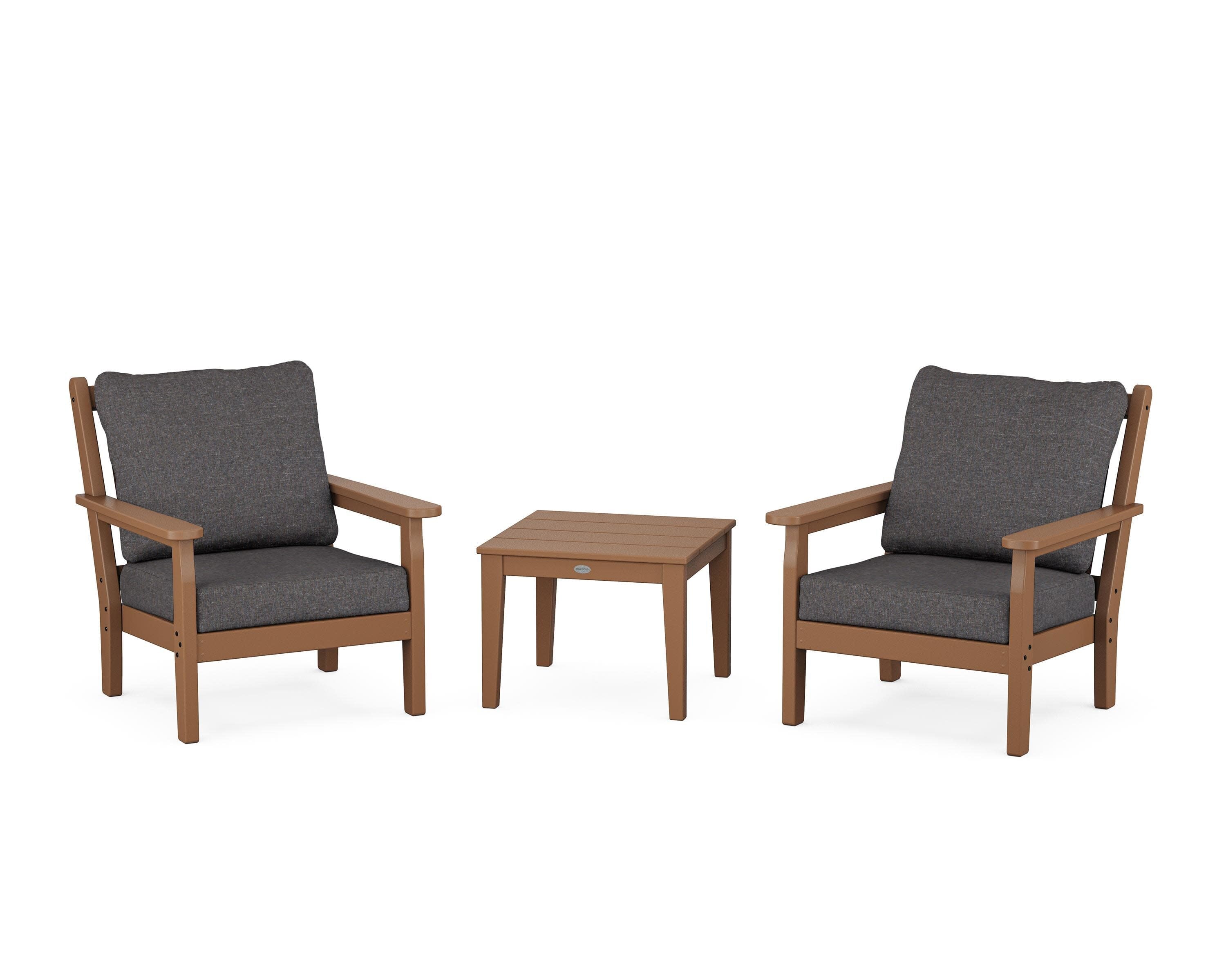 Chippendale 3-Piece Deep Seating Set in Teak / Ash Charcoal