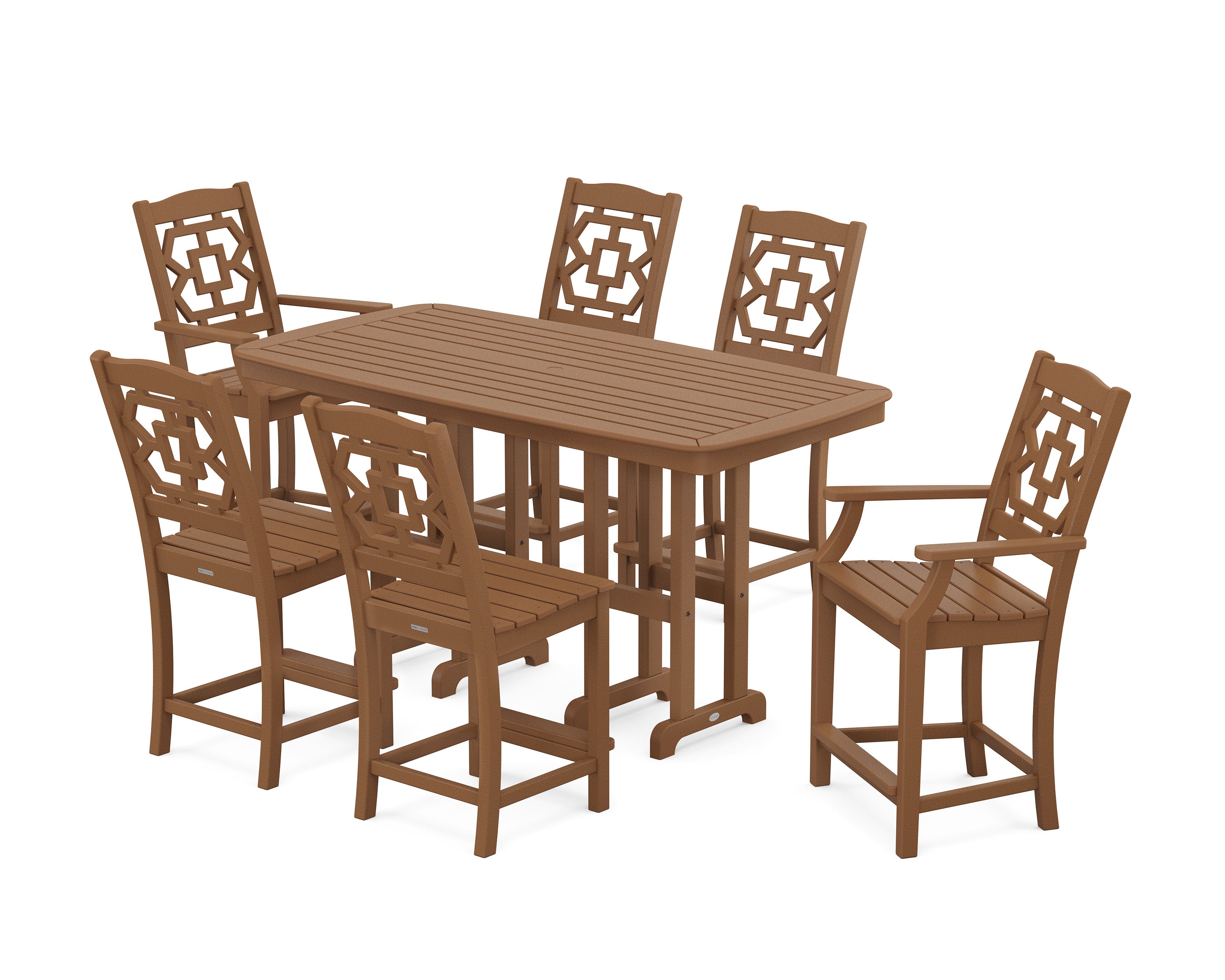 Chinoiserie 7-Piece Counter Set in Teak