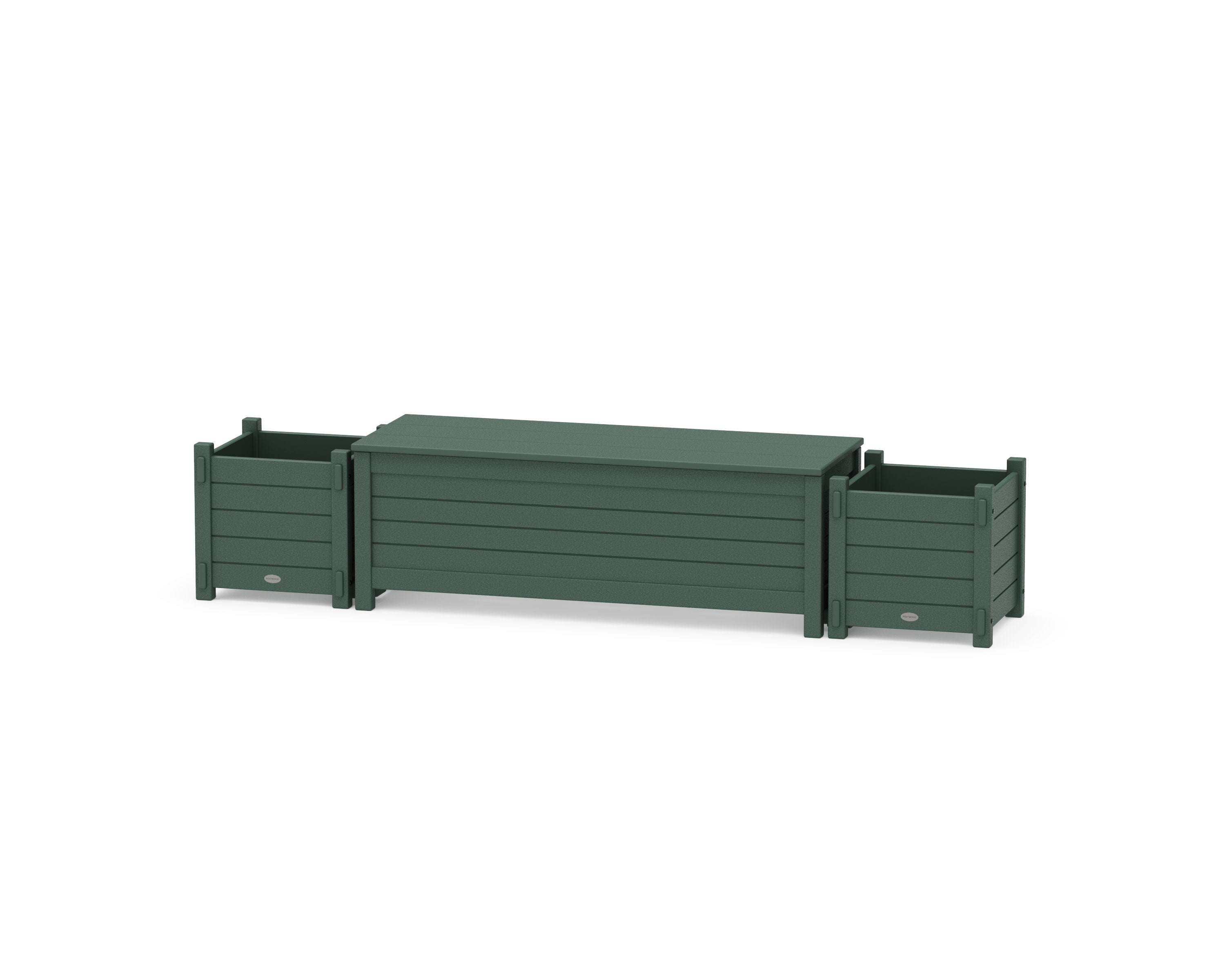 48" Nautical Straight Planter Storage Bench Set in Green