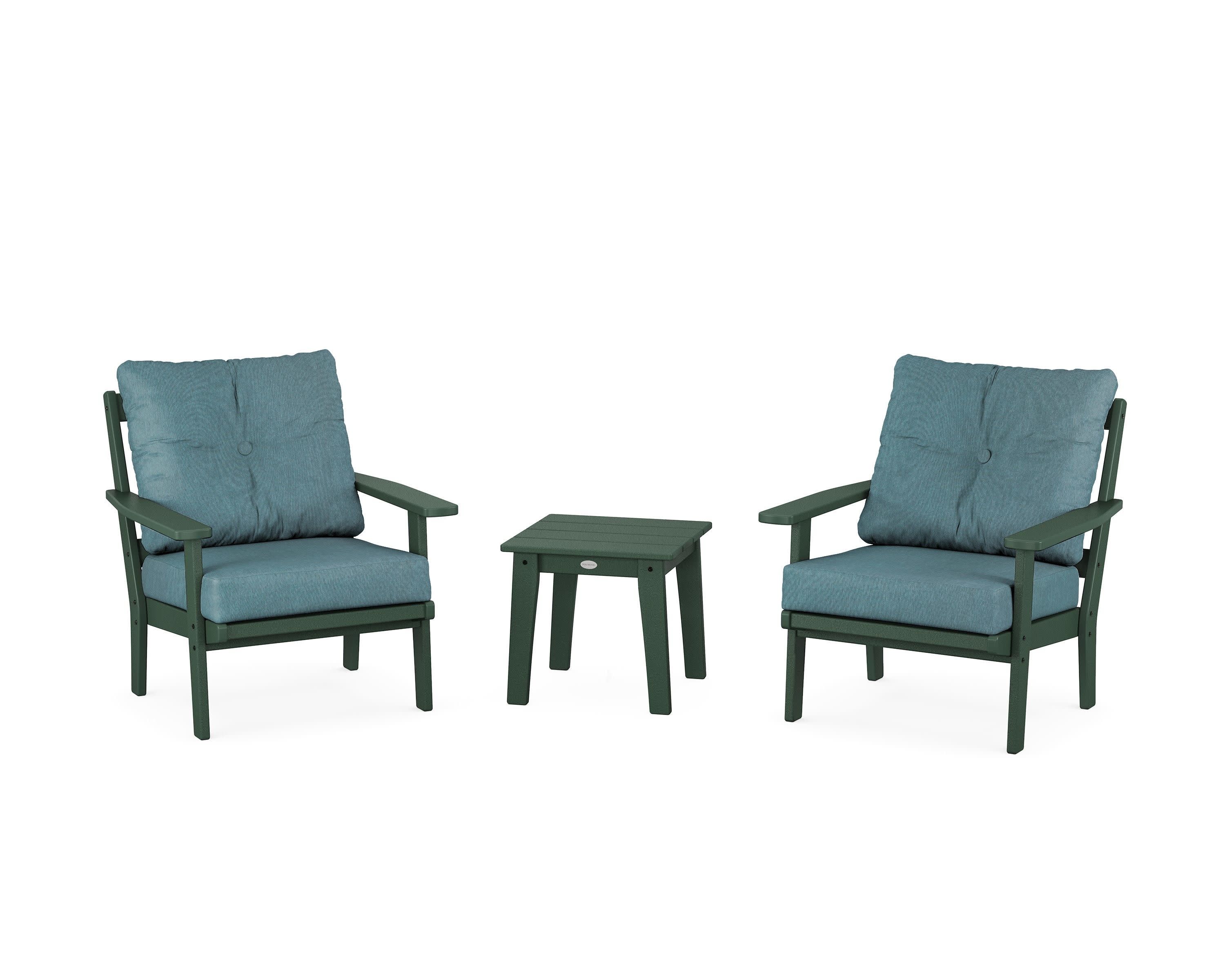 Oxford 3-Piece Deep Seating Set in Green / Ocean Teal