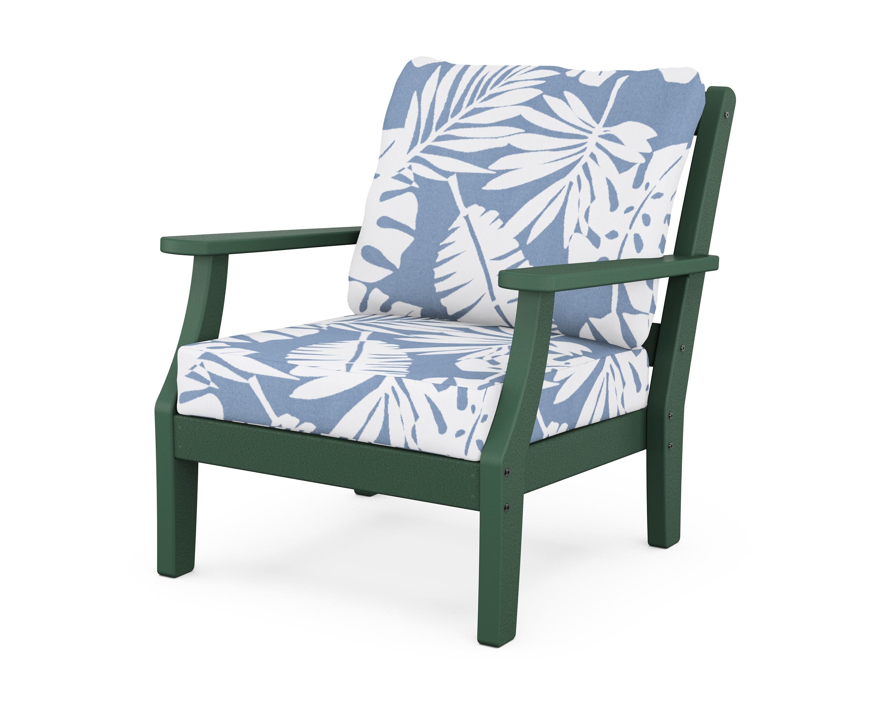 Chinoiserie Deep Seating Chair in Green / Leaf Sky Blue