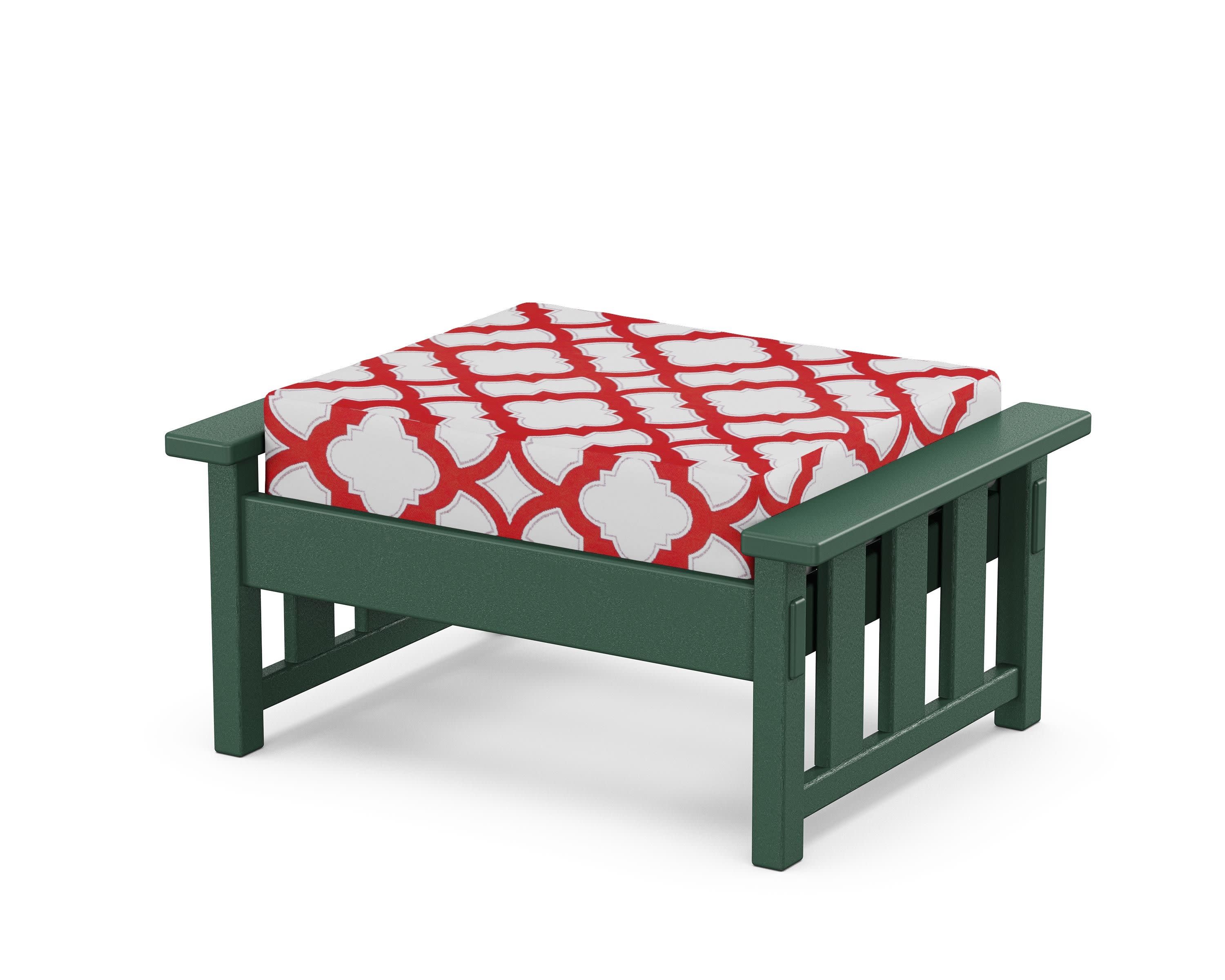 Acadia Deep Seating Ottoman in Green / Trellis Crimson