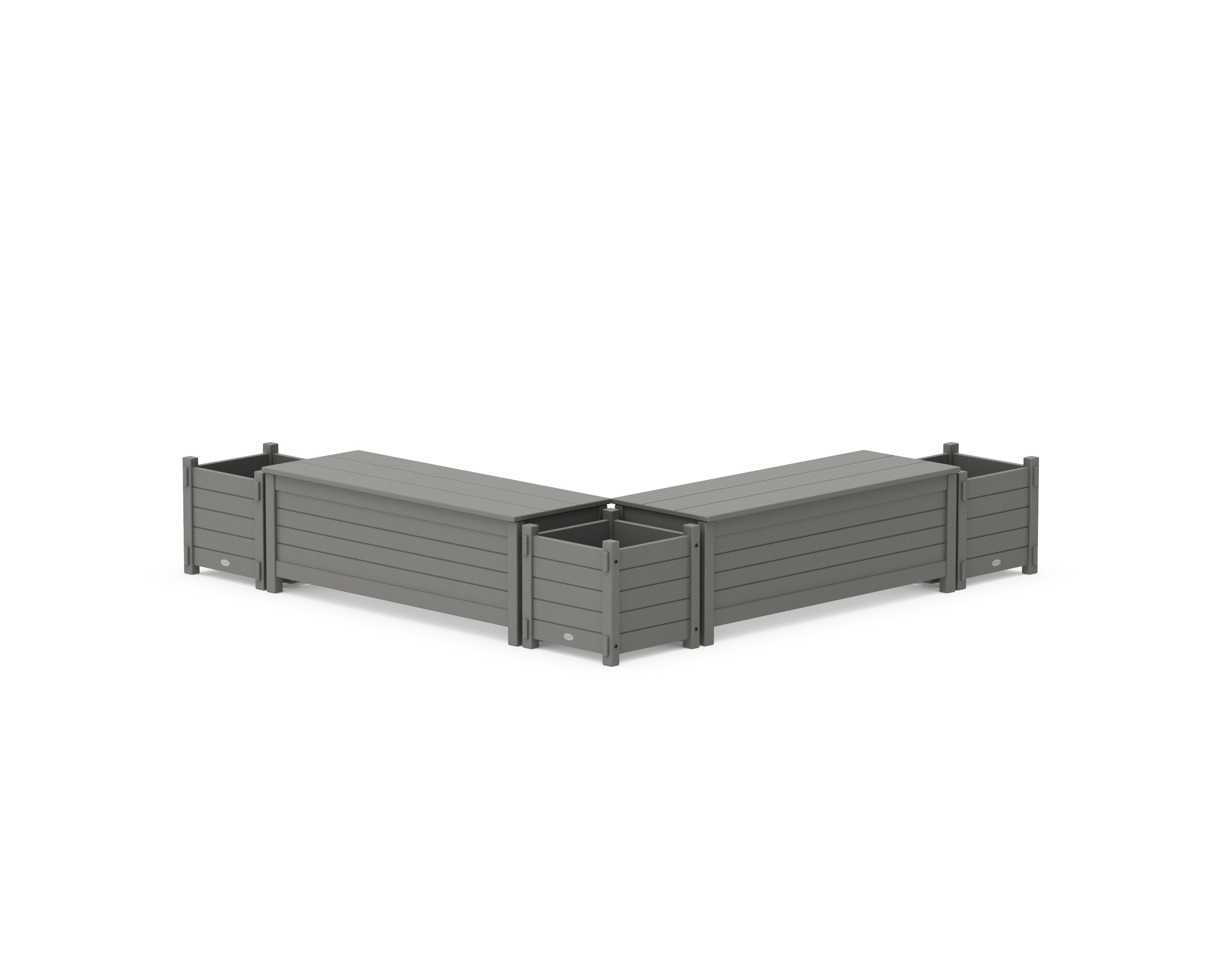 48" Nautical L- Shaped Planter Storage Bench Corner Set in Slate Grey