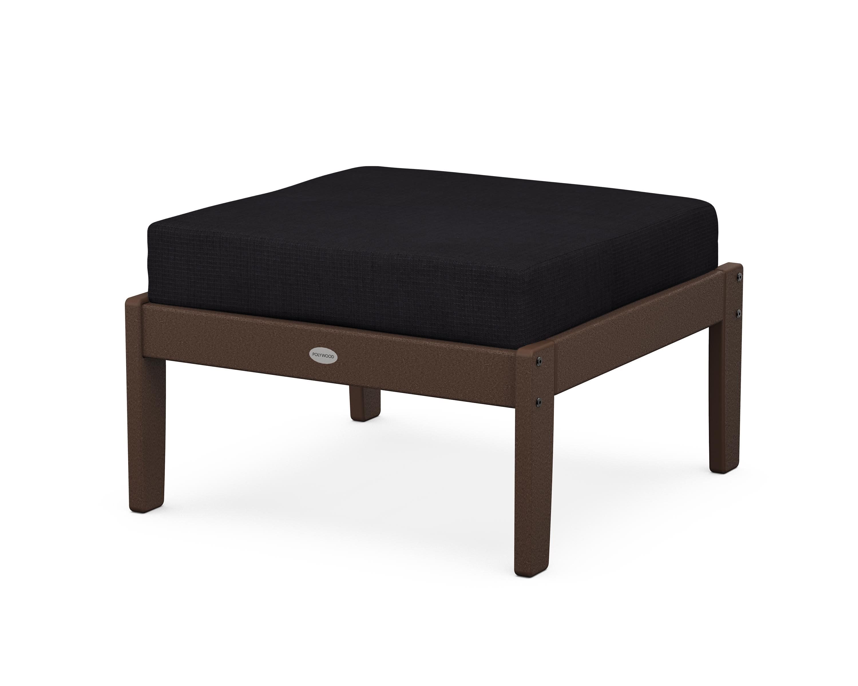Braxton Deep Seating Ottoman in Mahogany / Midnight Linen