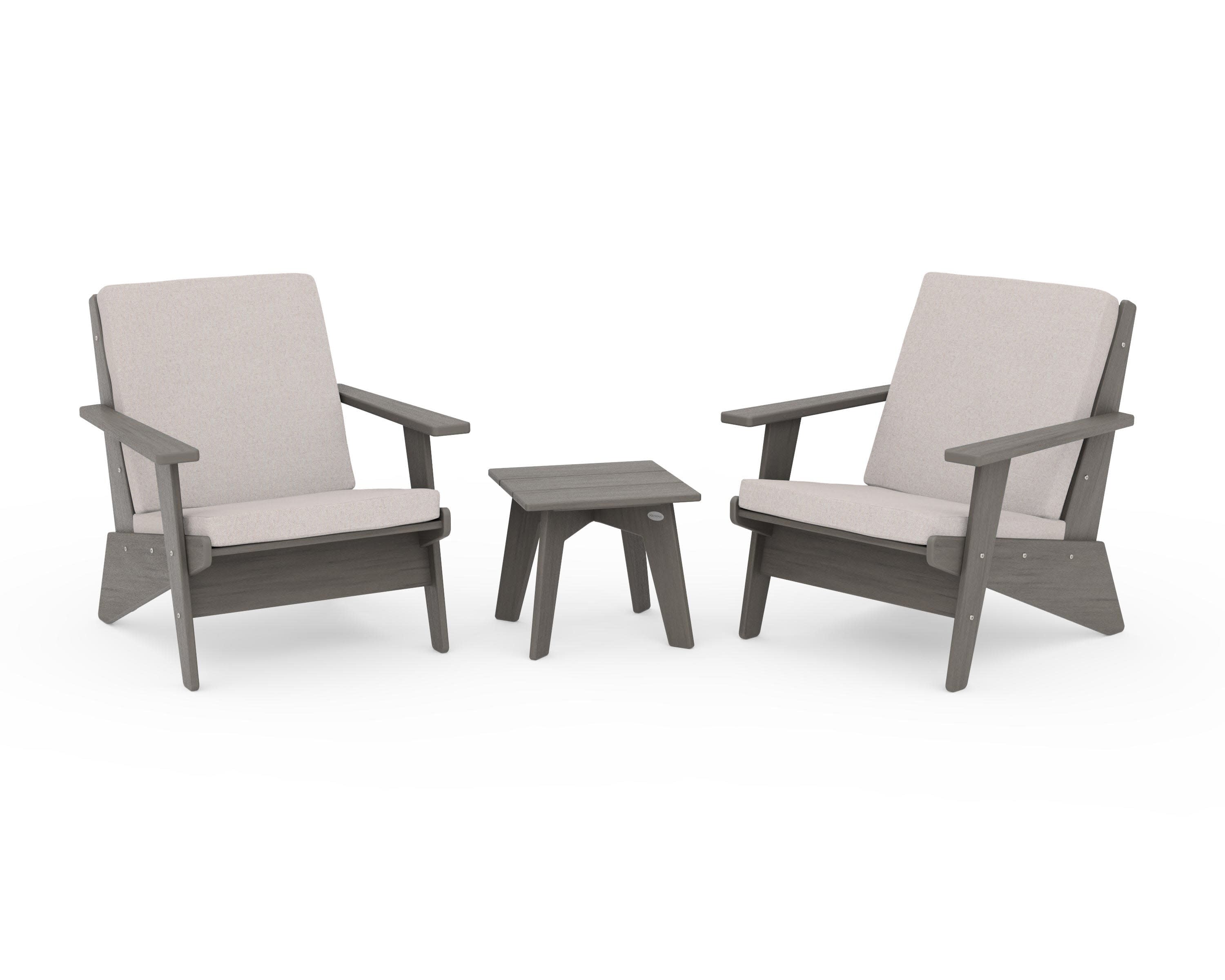 Riviera Modern Lounge 3-Piece Set in Driftwood / Dune Burlap