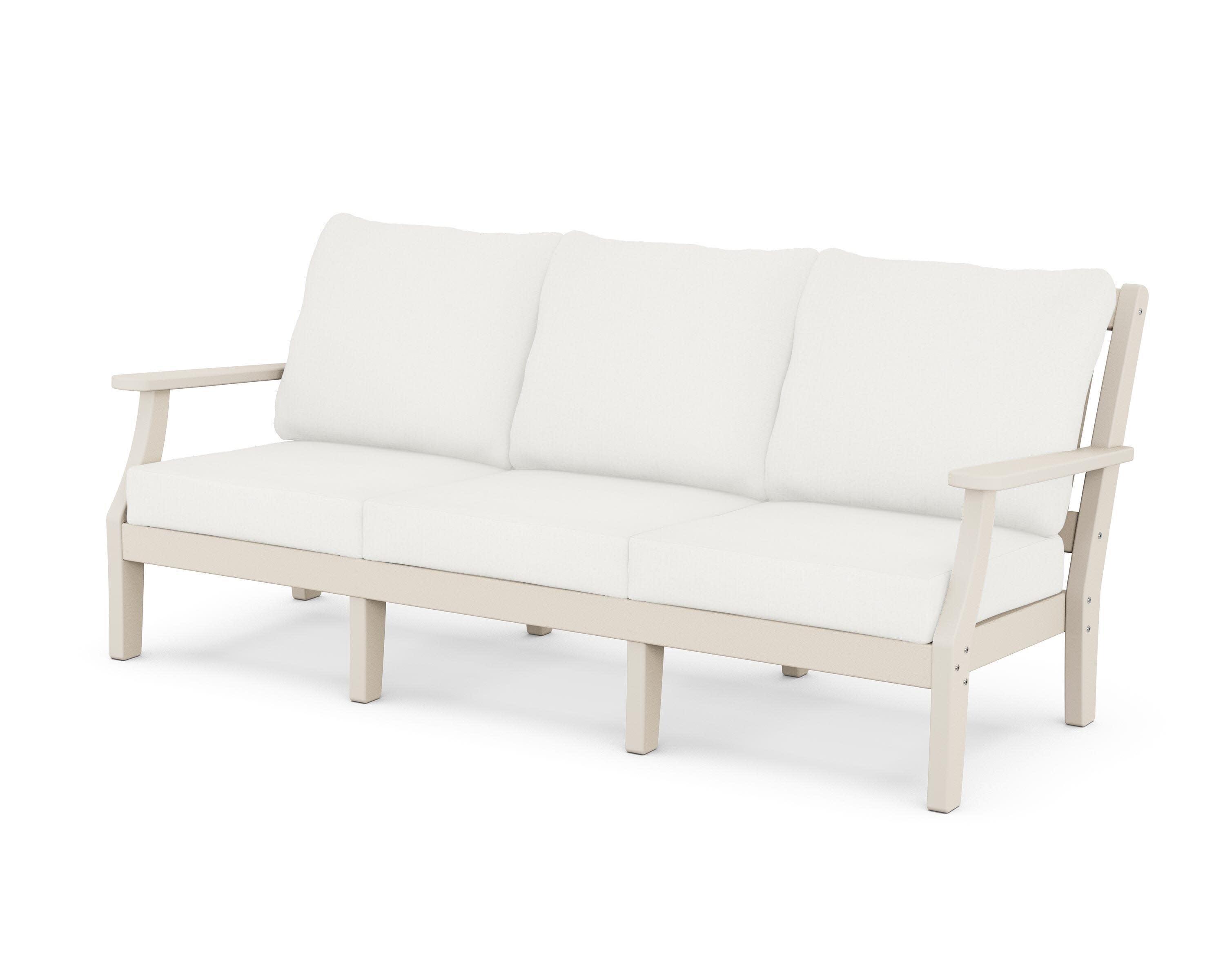 Chinoiserie Deep Seating Sofa in Sand / Natural Linen