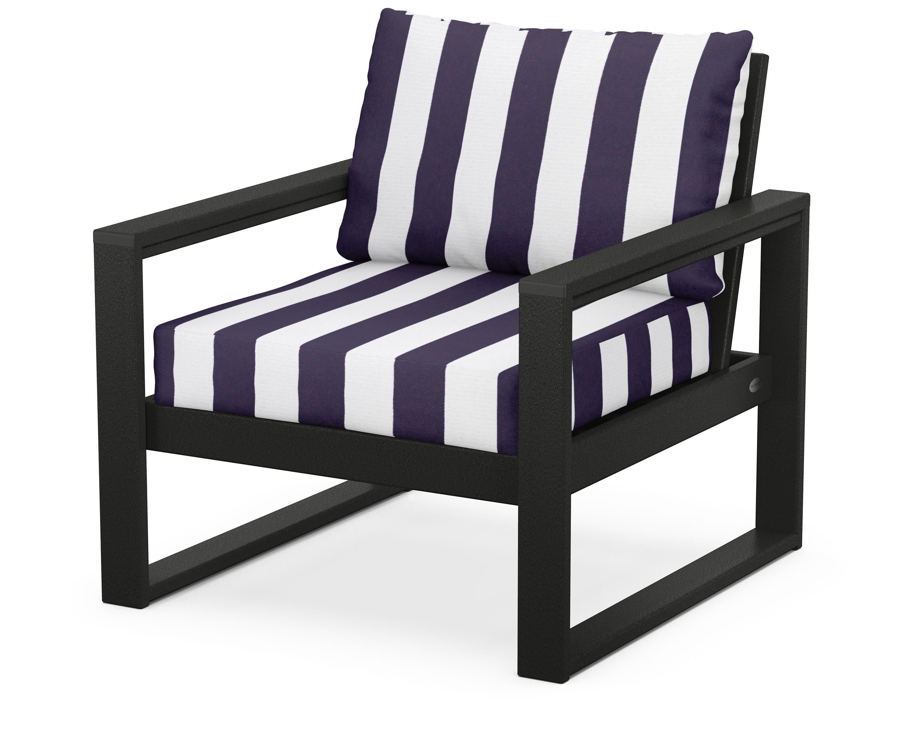 EDGE Club Chair in Black / Cabana Stripe Navy