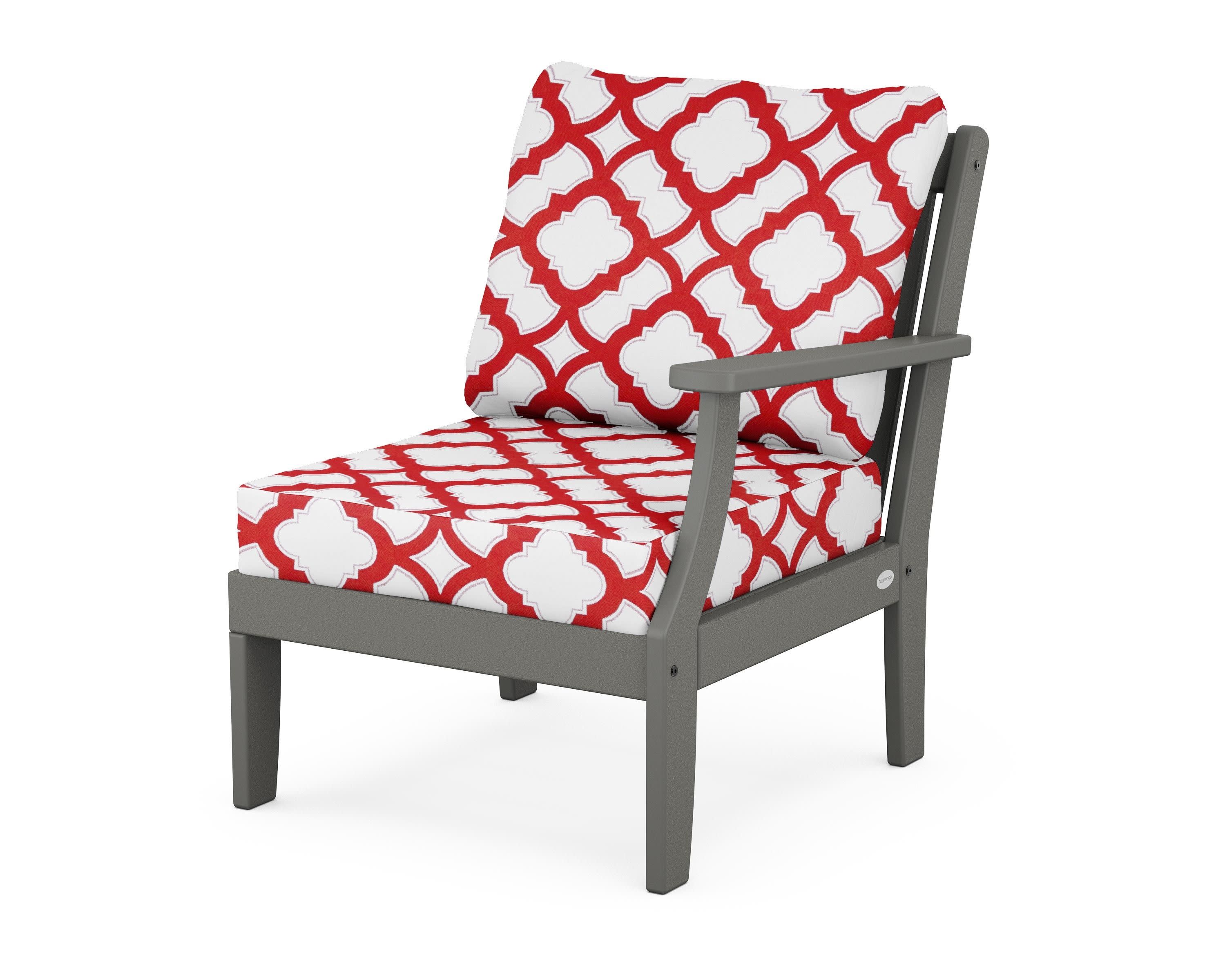 Braxton Modular Right Arm Chair in Slate Grey / Trellis Crimson