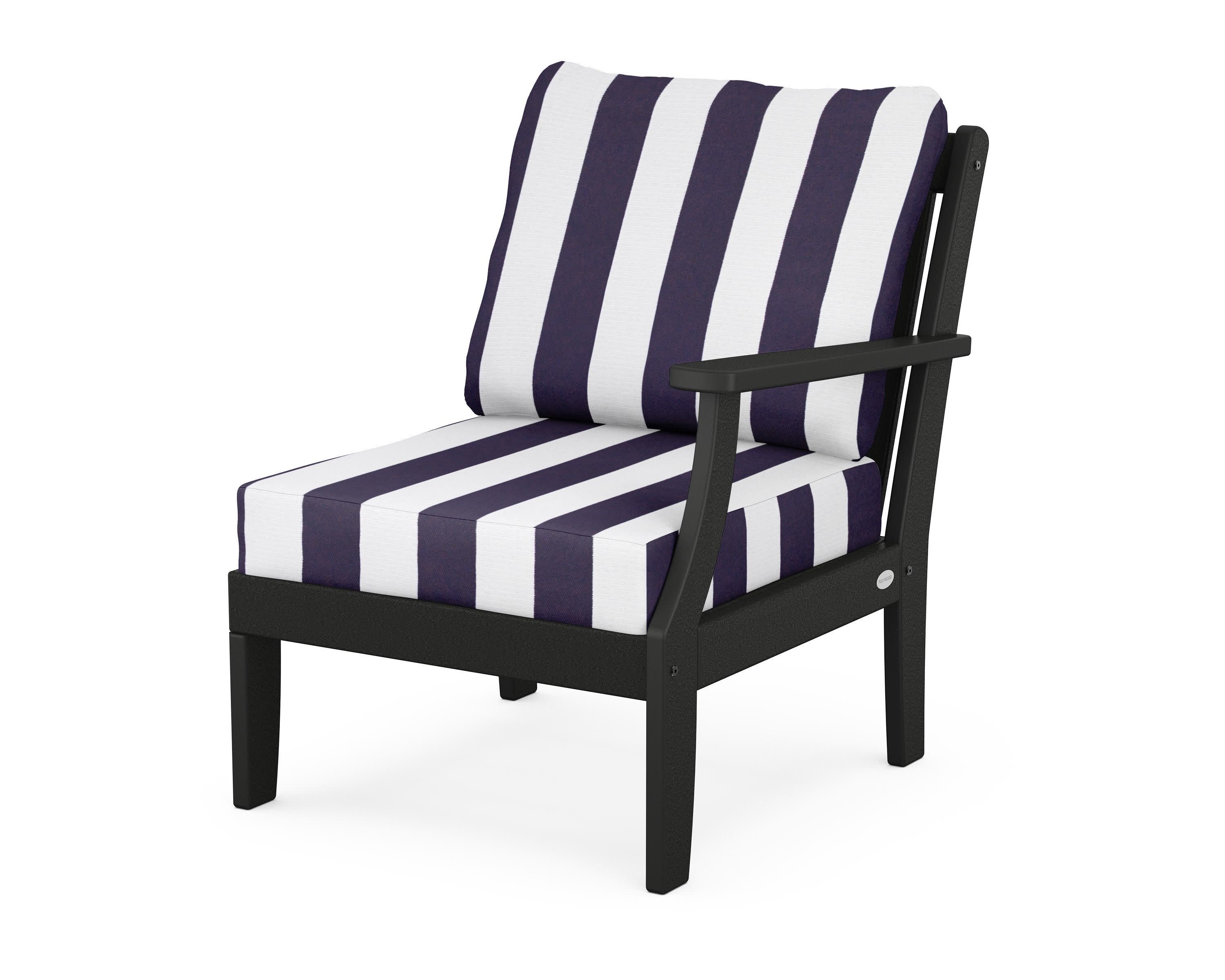 Braxton Modular Right Arm Chair in Black / Cabana Stripe Navy
