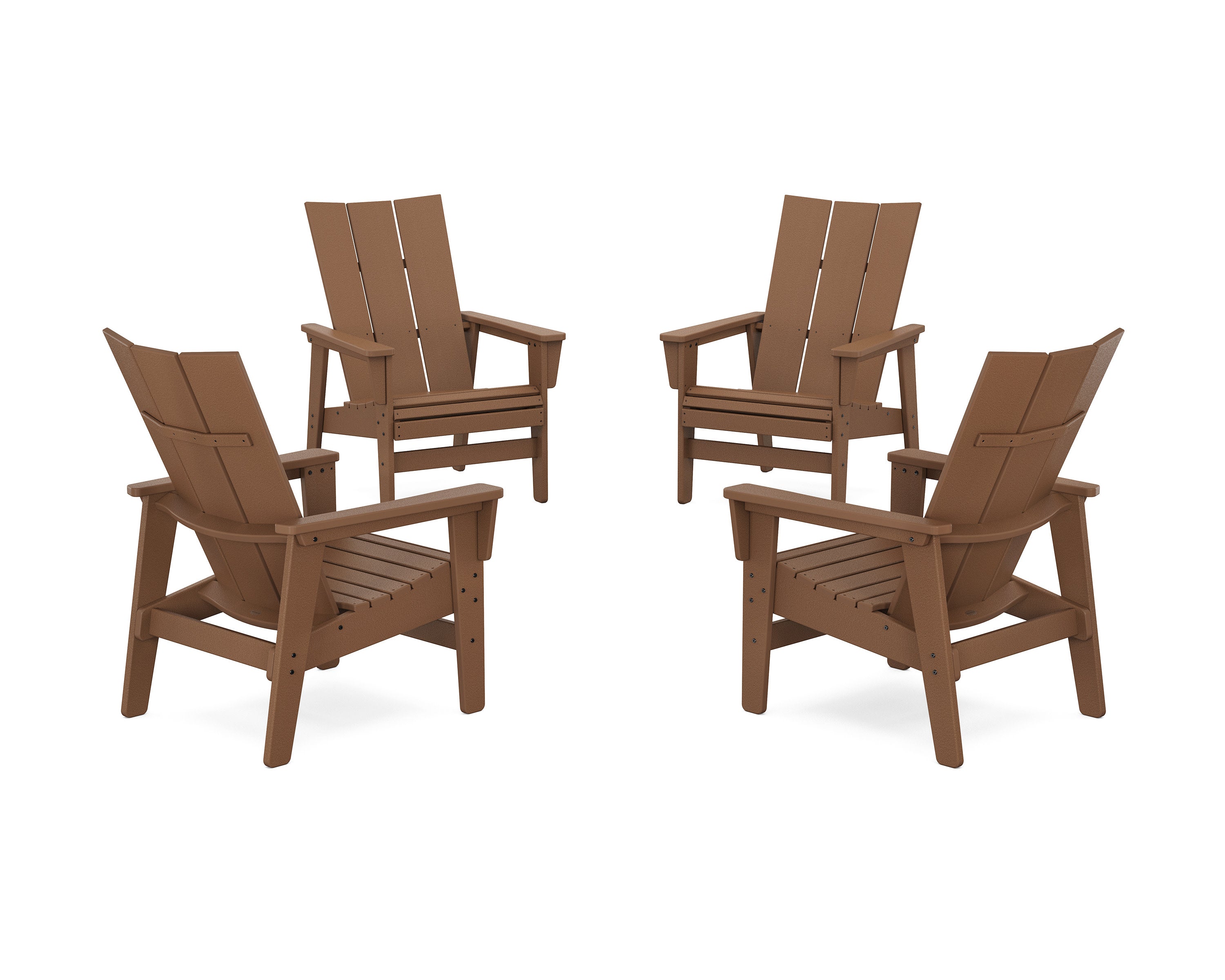 4-Piece Modern Grand Upright Adirondack Chair Conversation Set in Teak