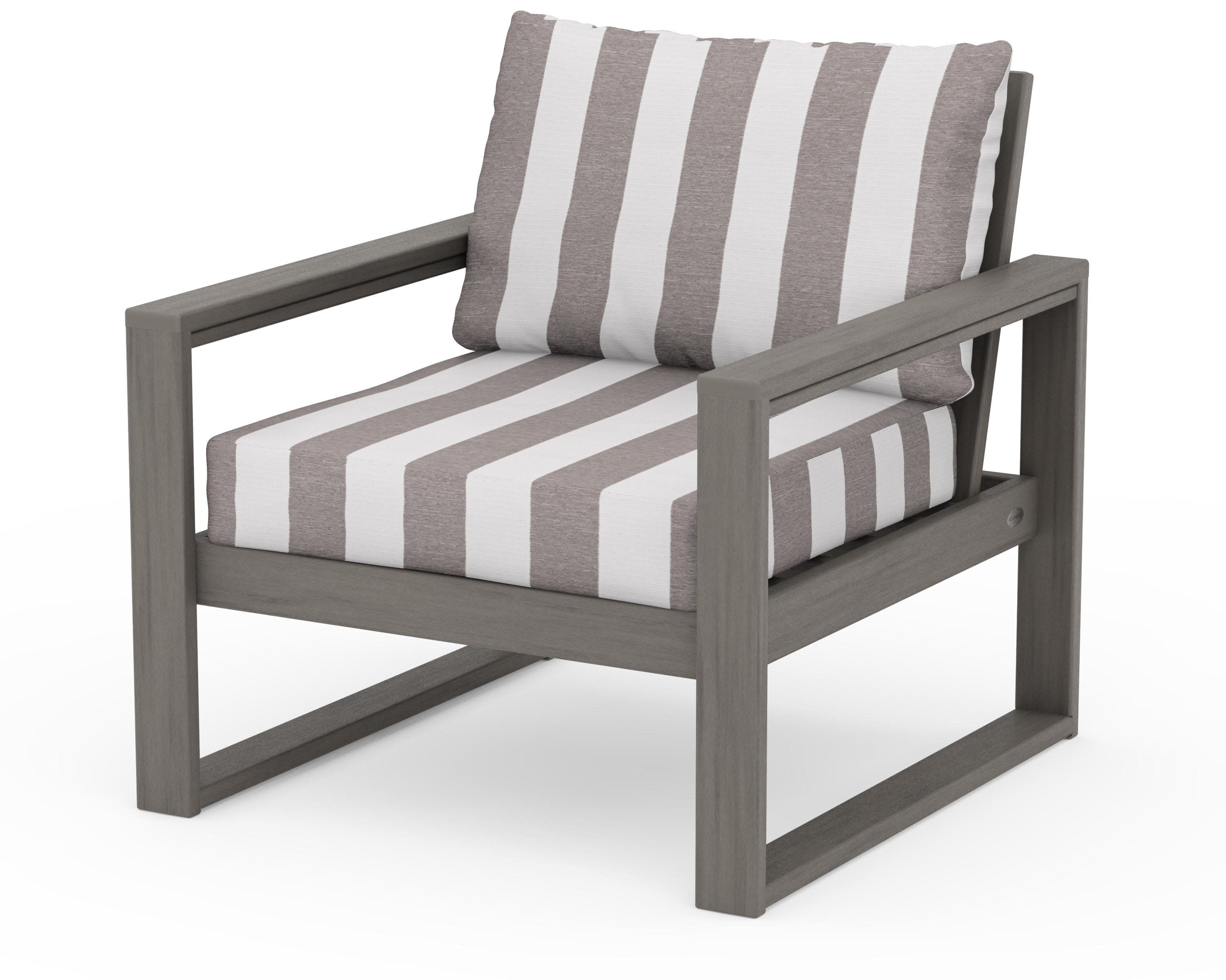 EDGE Club Chair in Driftwood / Cabana Stripe Grey Mist