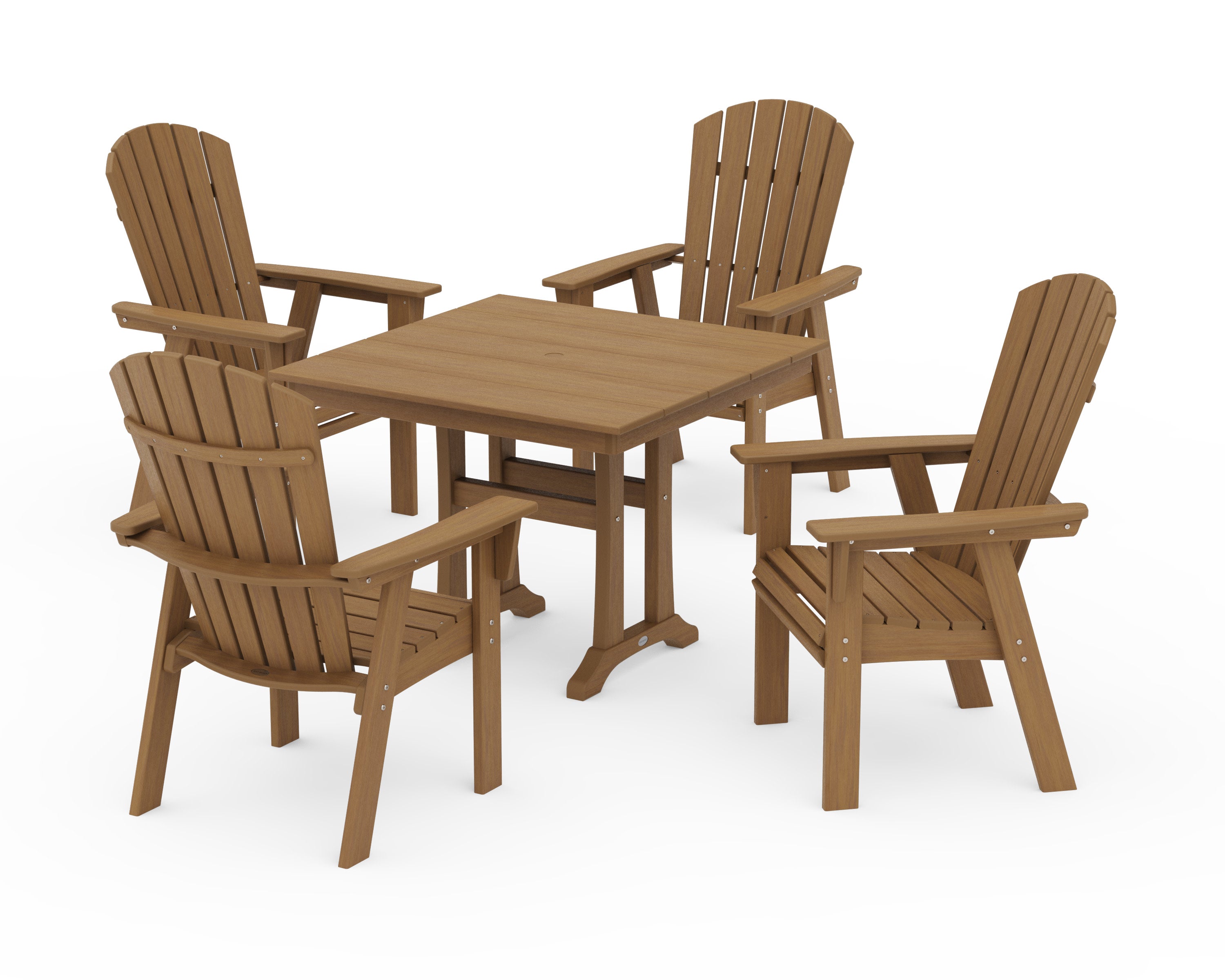 Nautical Adirondack 5-Piece Farmhouse Dining Set With Trestle Legs in Natural