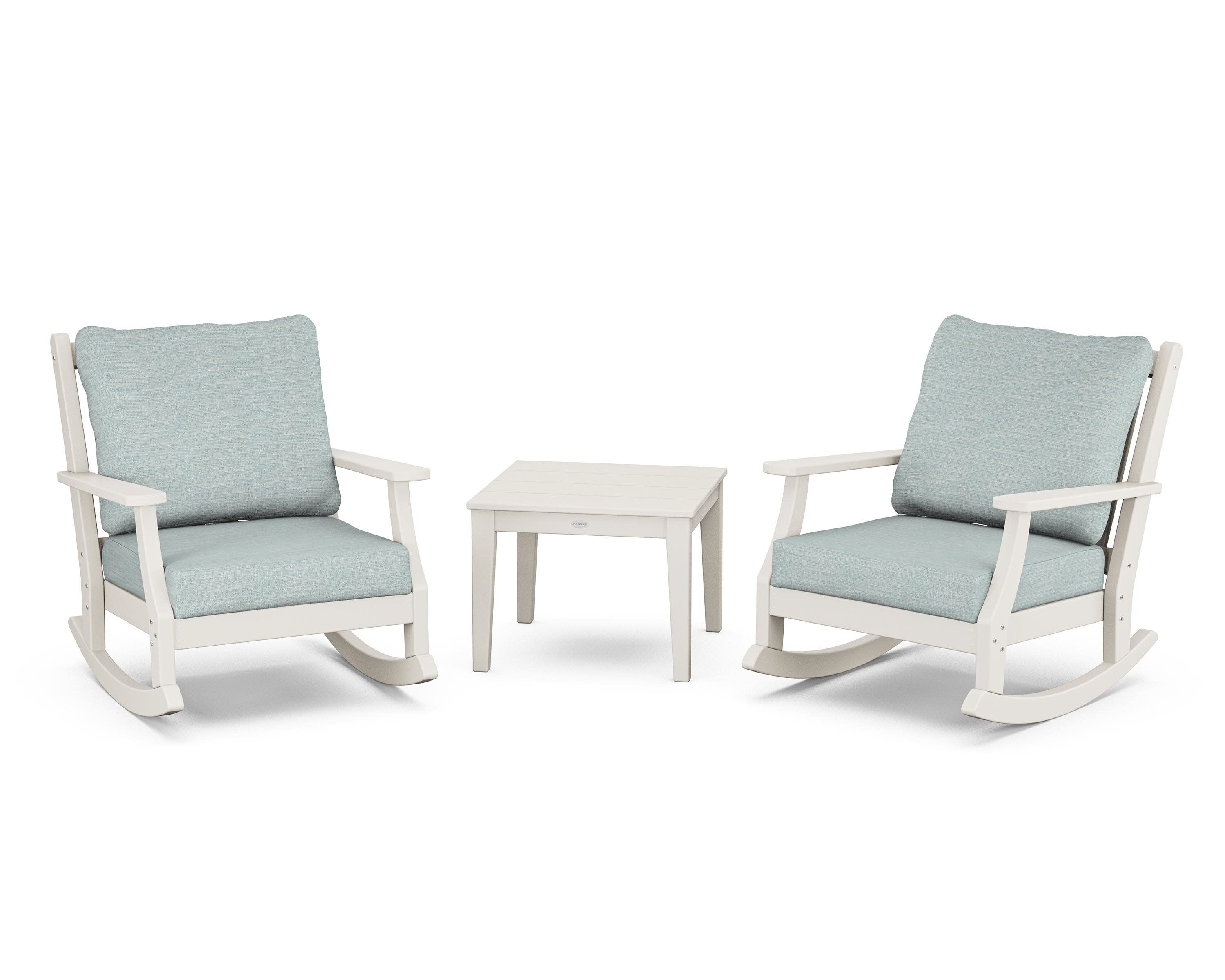 Wovendale 3-Piece Deep Seating Rocker Set in Sand / Soothe Mist