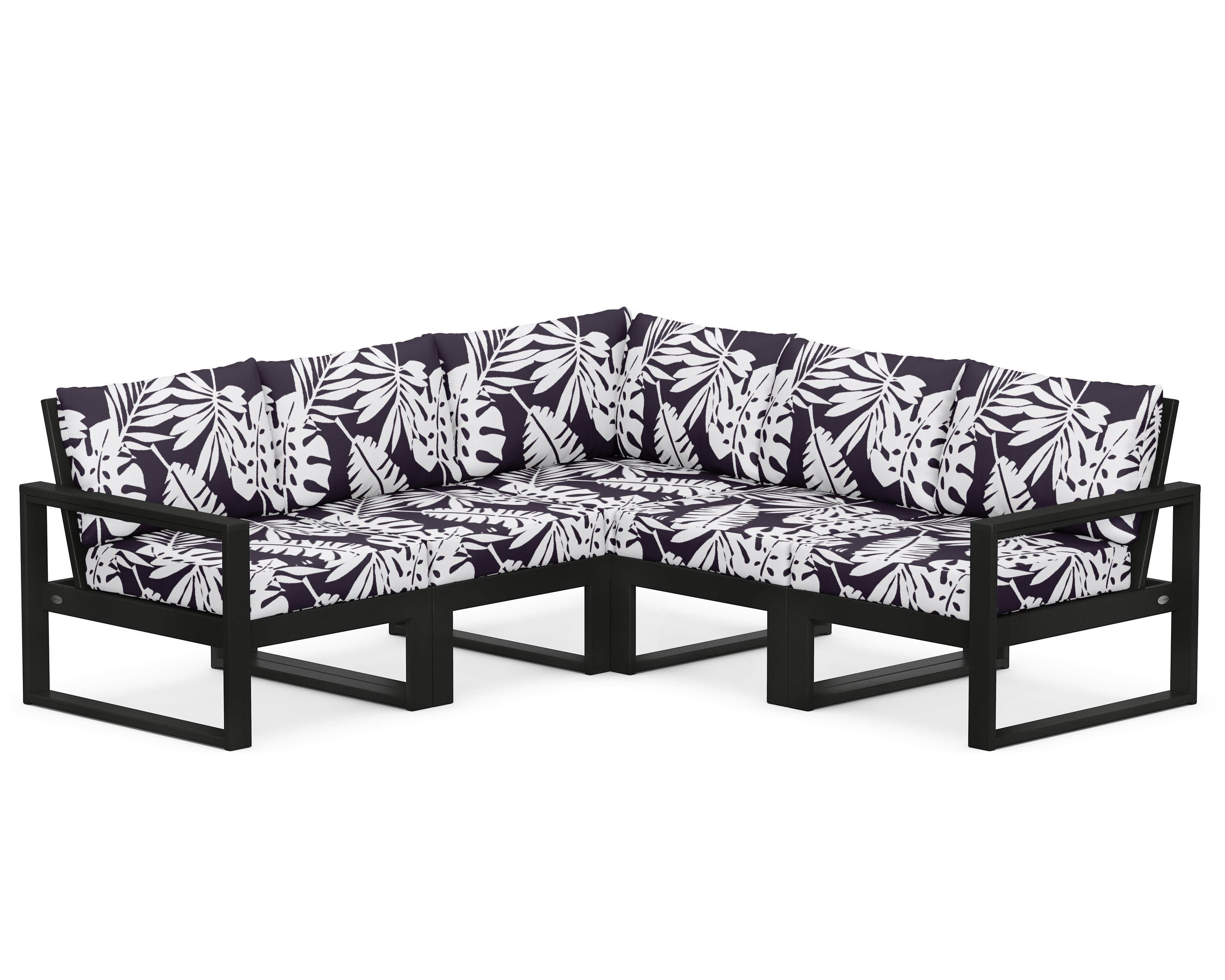 EDGE 5-Piece Modular Deep Seating Set in Black / Leaf Navy