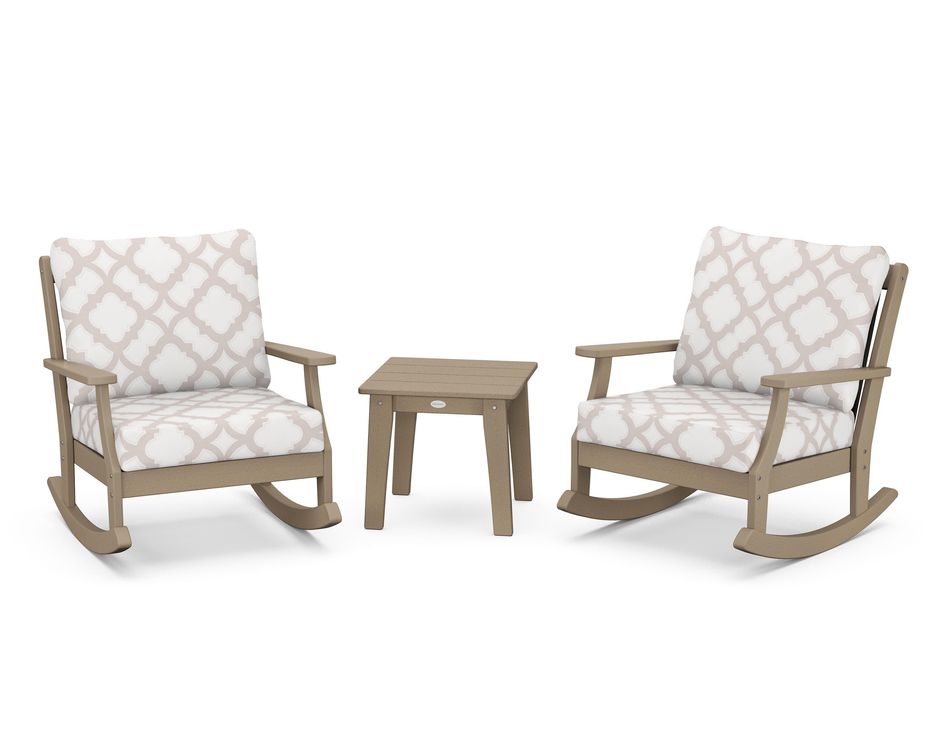 Braxton 3-Piece Deep Seating Rocker Set in Vintage Sahara / Trellis Dune Burlap