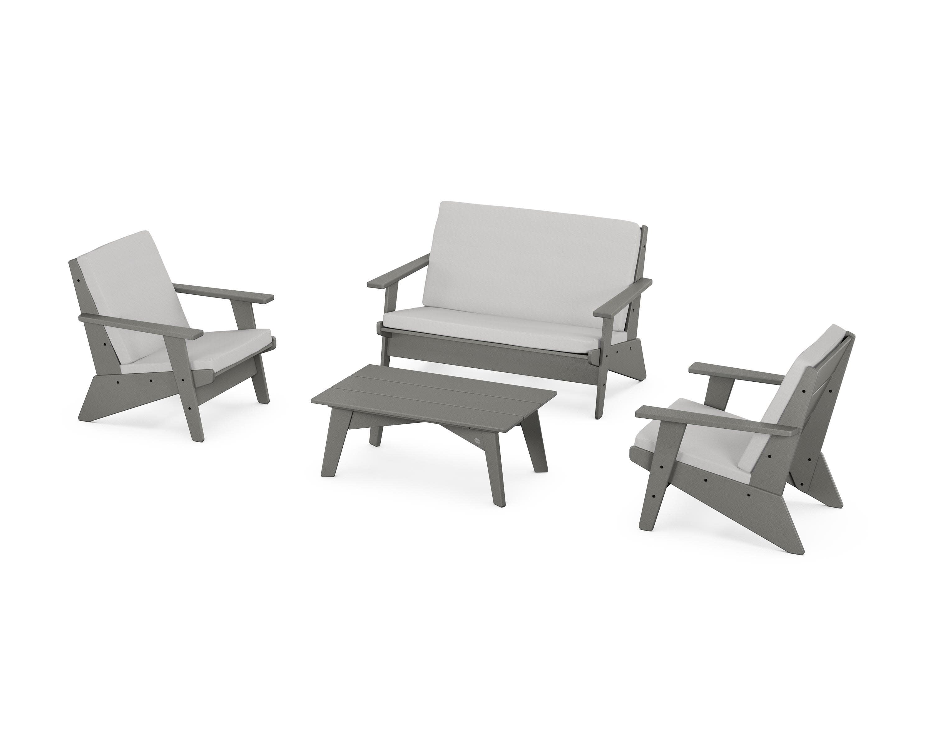 Riviera Modern Lounge 4-Piece Set in Slate Grey / Diamond in the Rough