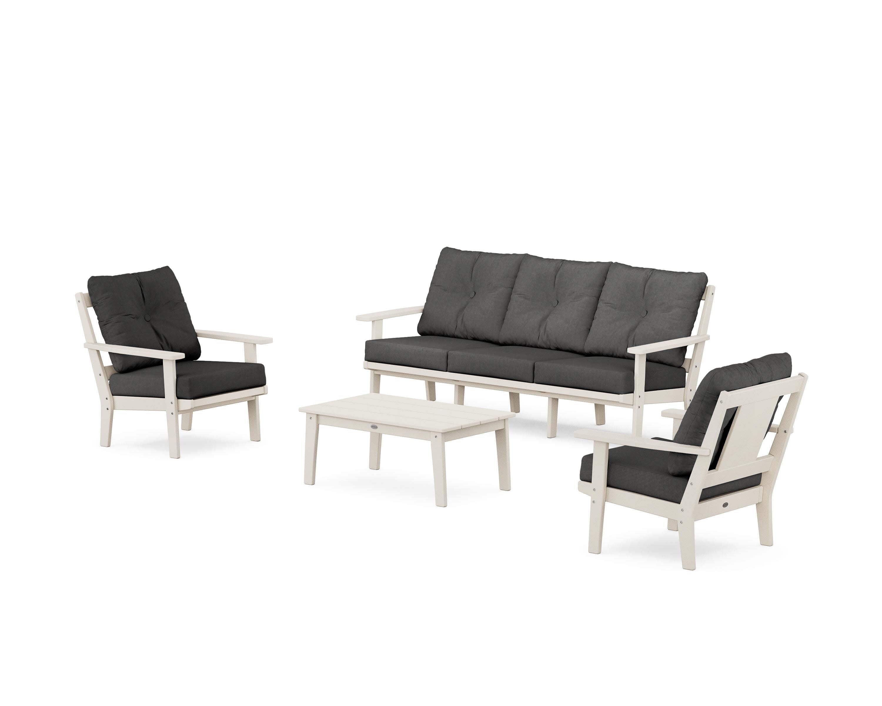 Prairie 4-Piece Deep Seating Set with Sofa in Sand / Spectrum Carbon