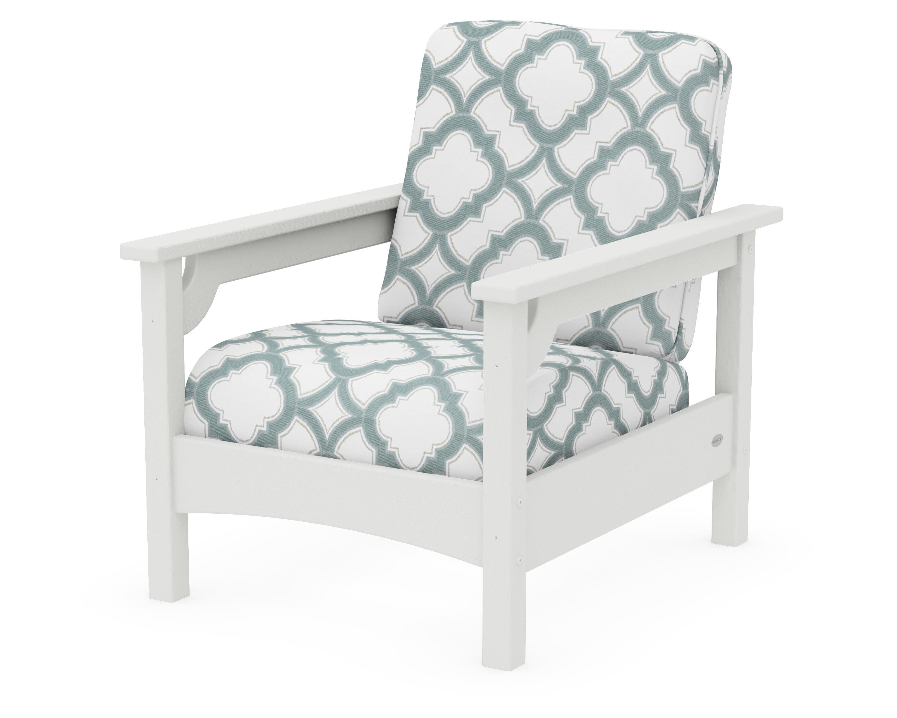 Club Chair in Vintage White / Trellis Glacier Spa
