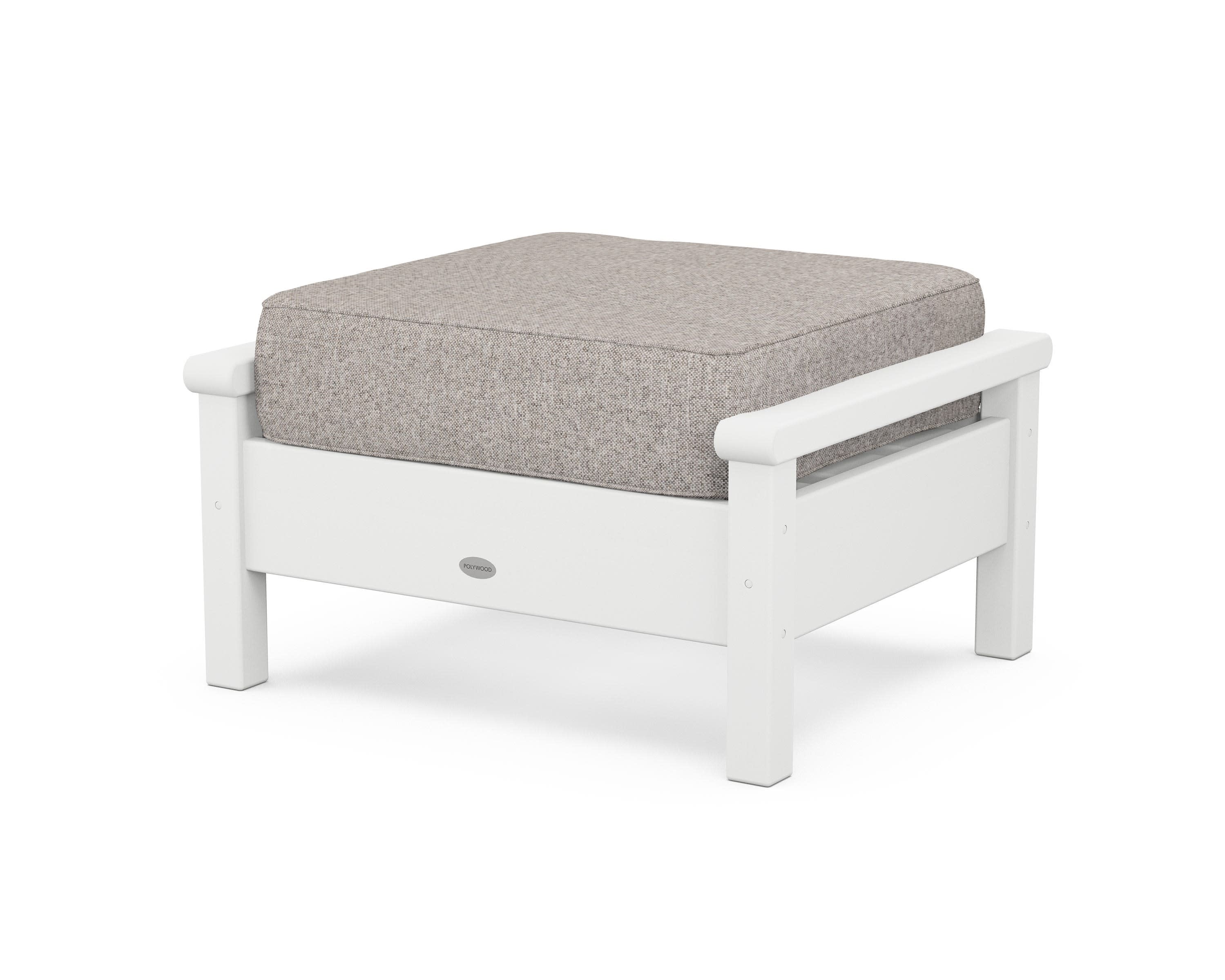 Harbour Deep Seating Ottoman in White / Weathered Tweed