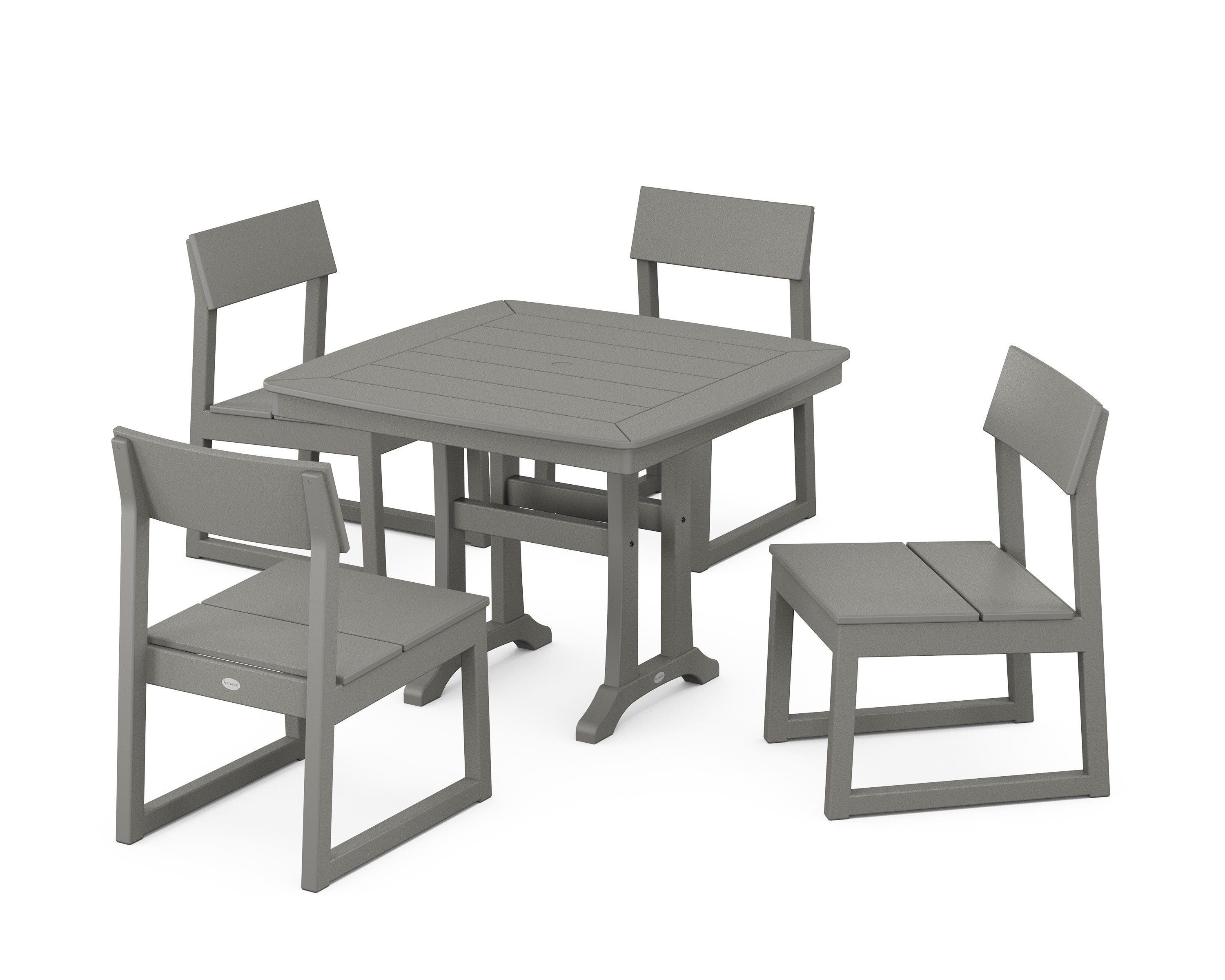EDGE Side Chair 5-Piece Dining Set with Trestle Legs in Slate Grey
