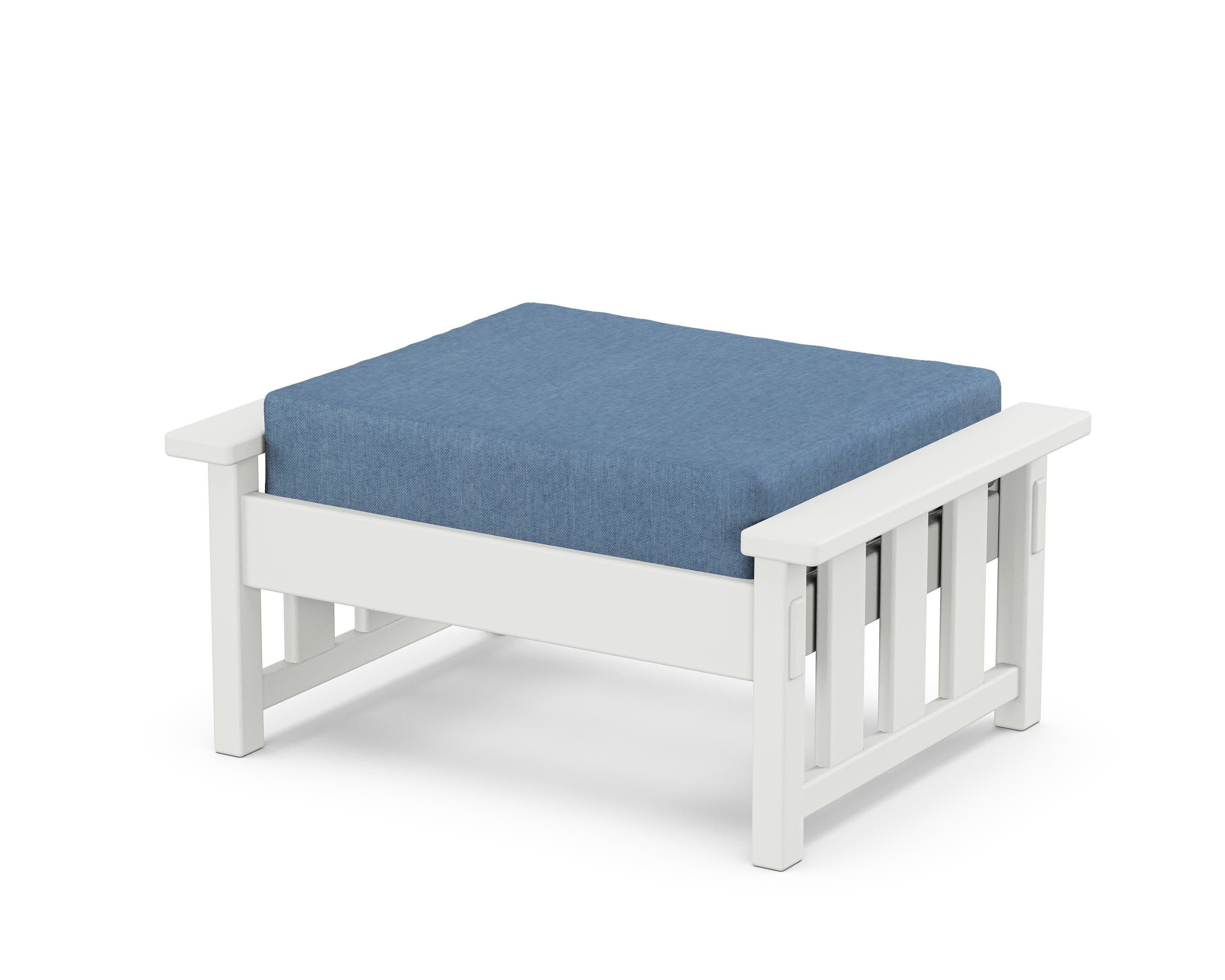 Acadia Deep Seating Ottoman in White / Sky Blue