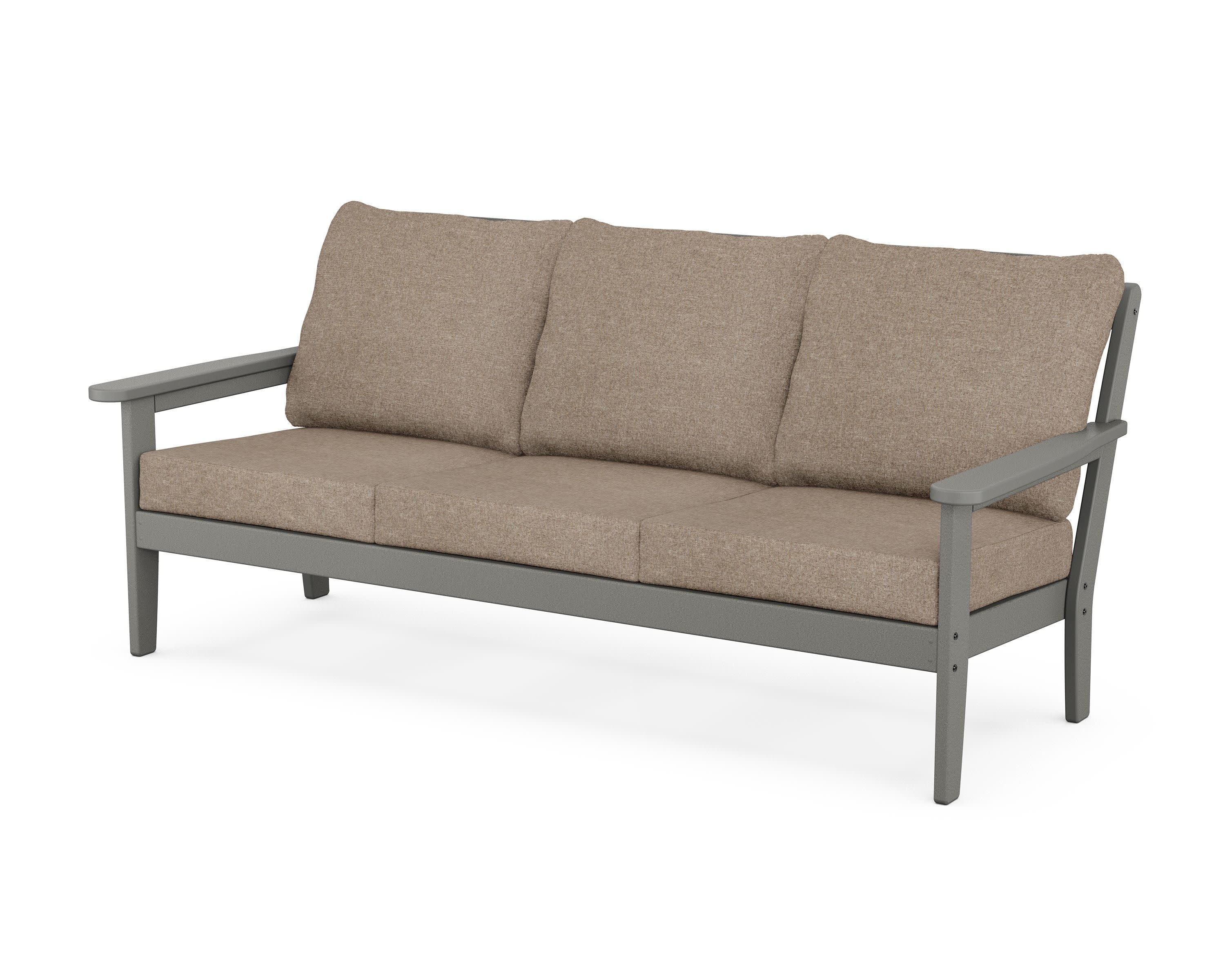 Cottage Deep Seating Sofa in Slate Grey / Spiced Burlap