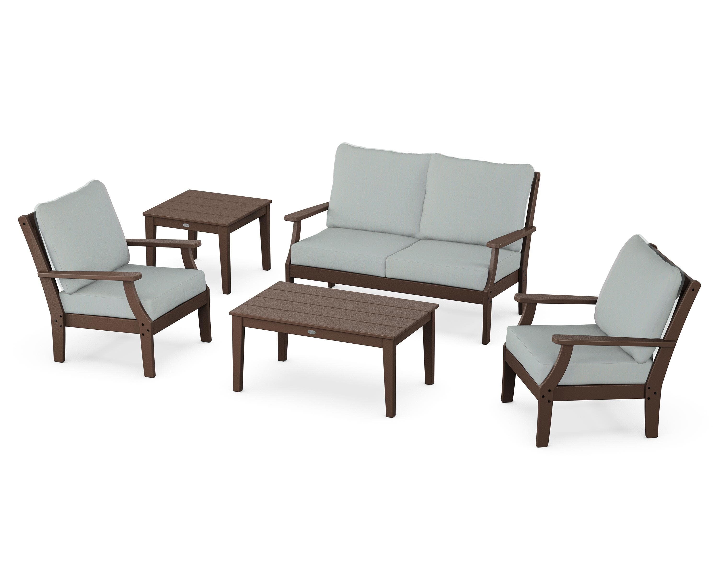 Braxton 5-Piece Deep Seating Set in Mahogany / Spa