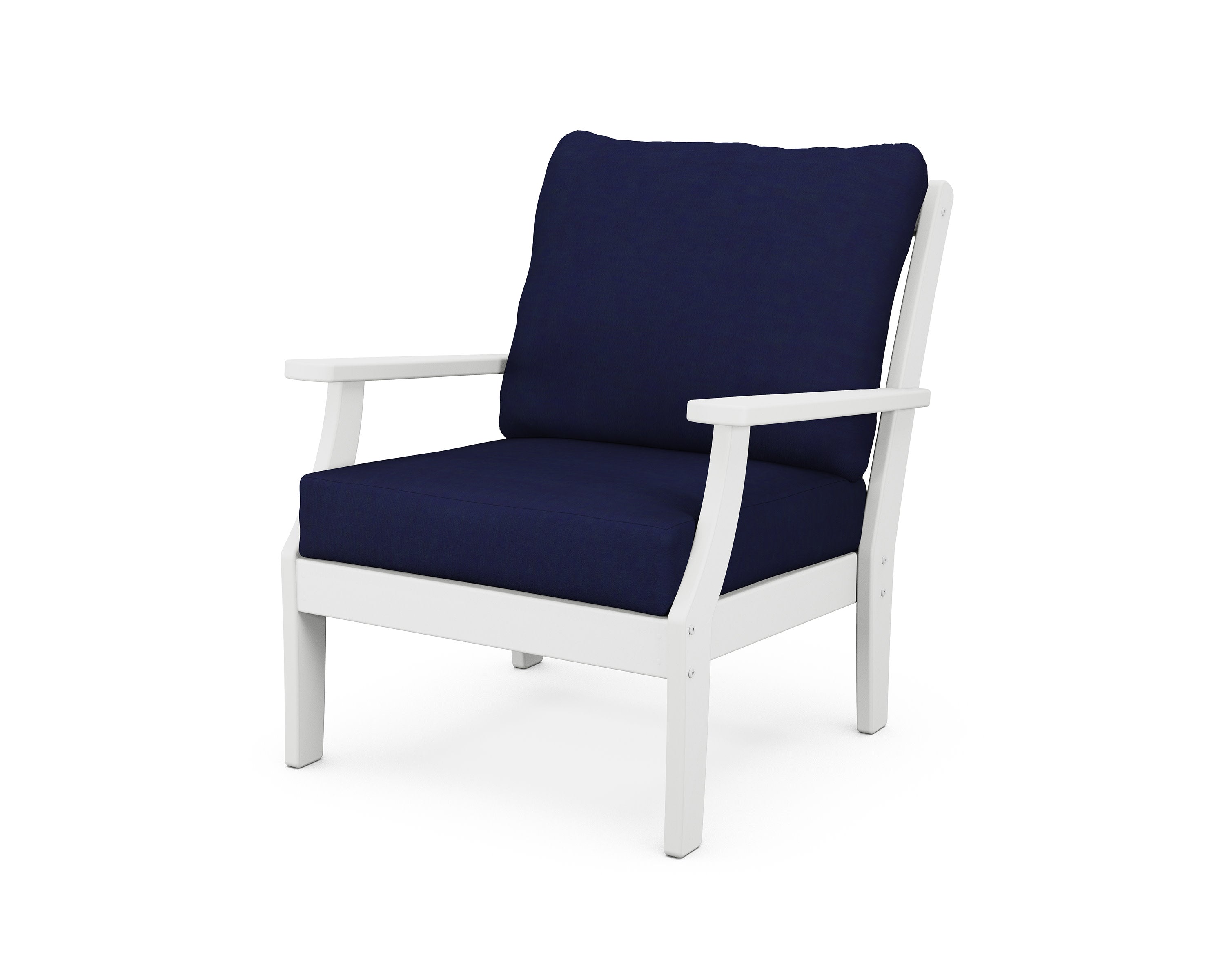 Braxton Deep Seating Chair in White / Navy