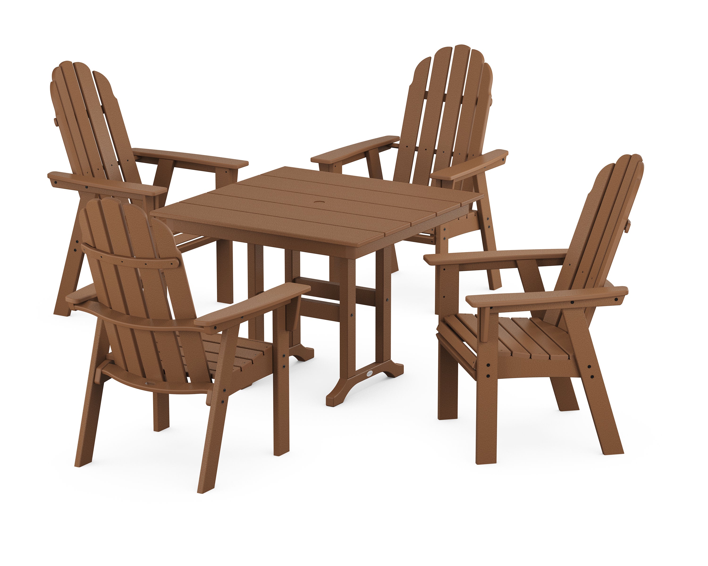 Vineyard Curveback Adirondack 5-Piece Farmhouse Dining Set in Teak