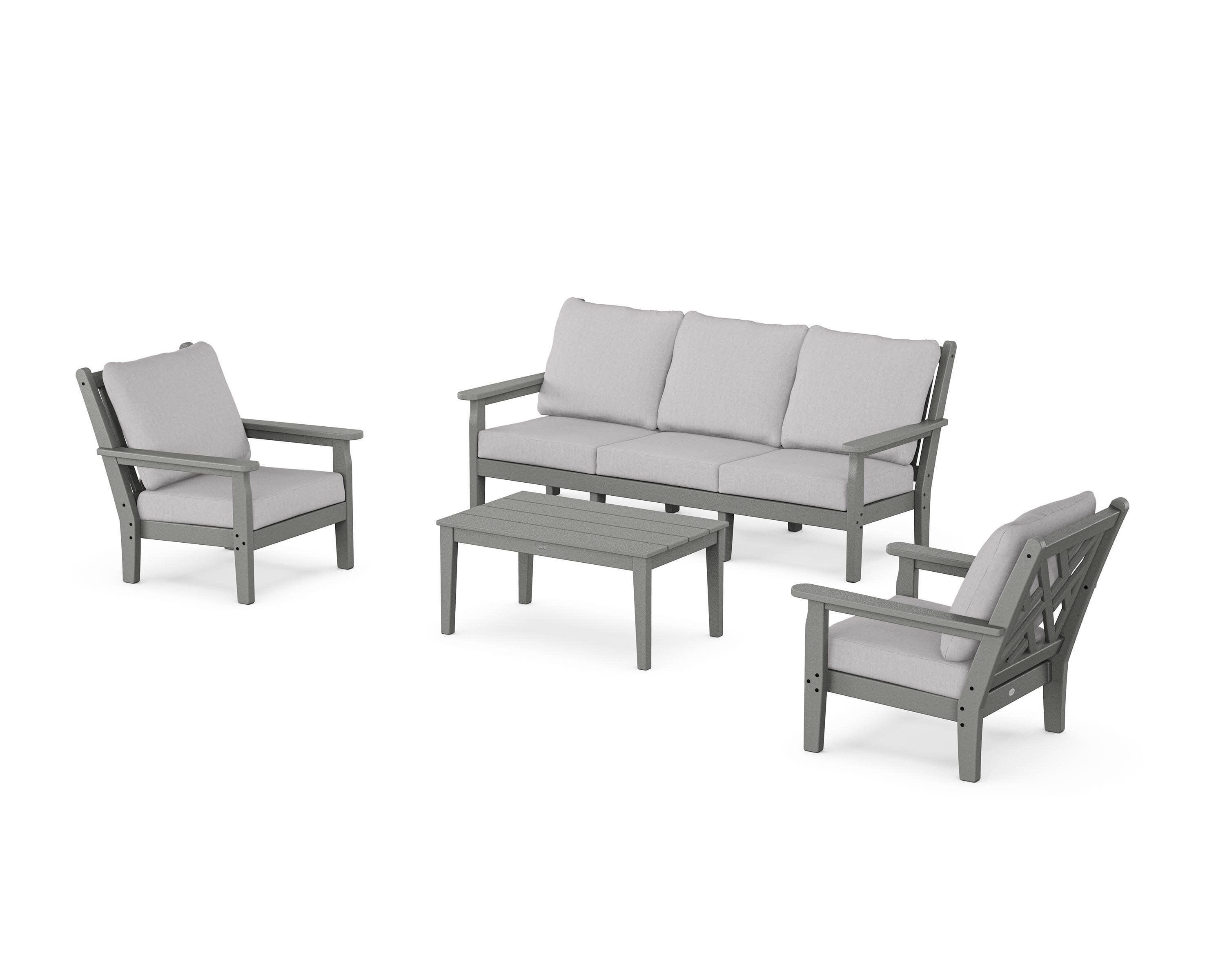 Chippendale 4-Piece Deep Seating Set with Sofa in Slate Grey / Granite