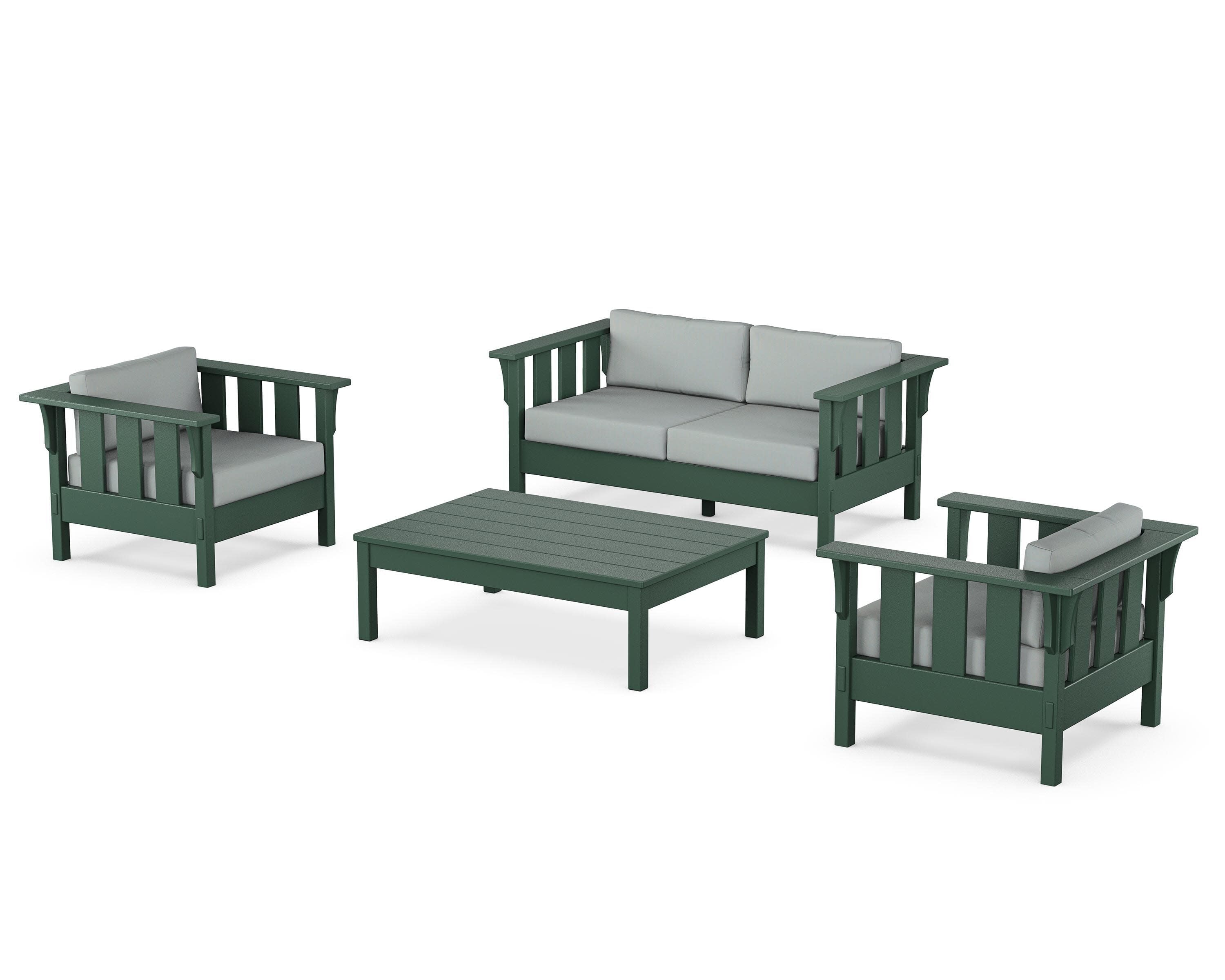 Acadia 4-Piece Deep Seating Set with Loveseat in Green / Spa