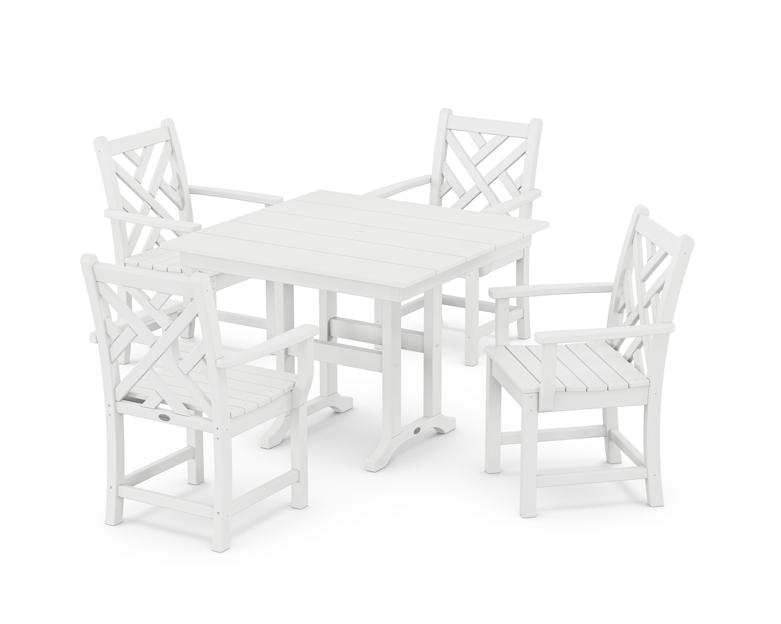 Chippendale 5-Piece Farmhouse Dining Set in White