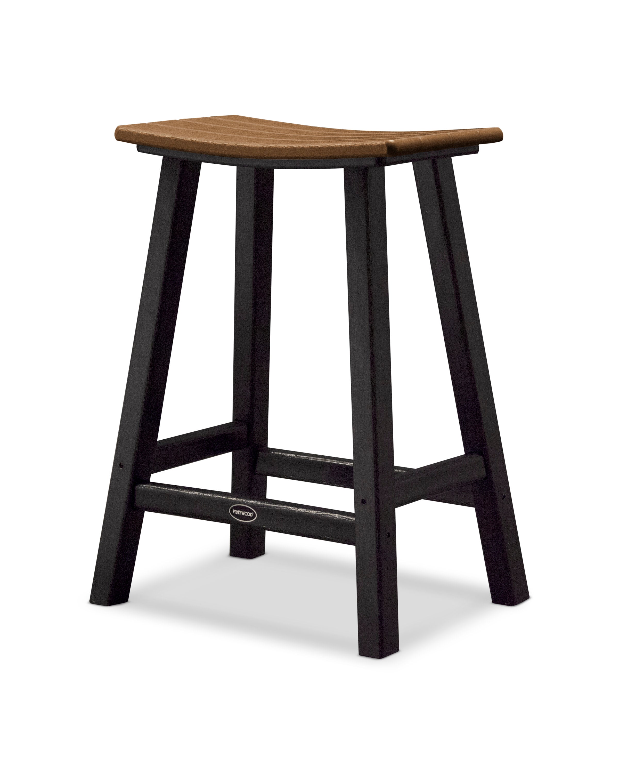 Contempo 24" Saddle Counter Stool in Black / Teak