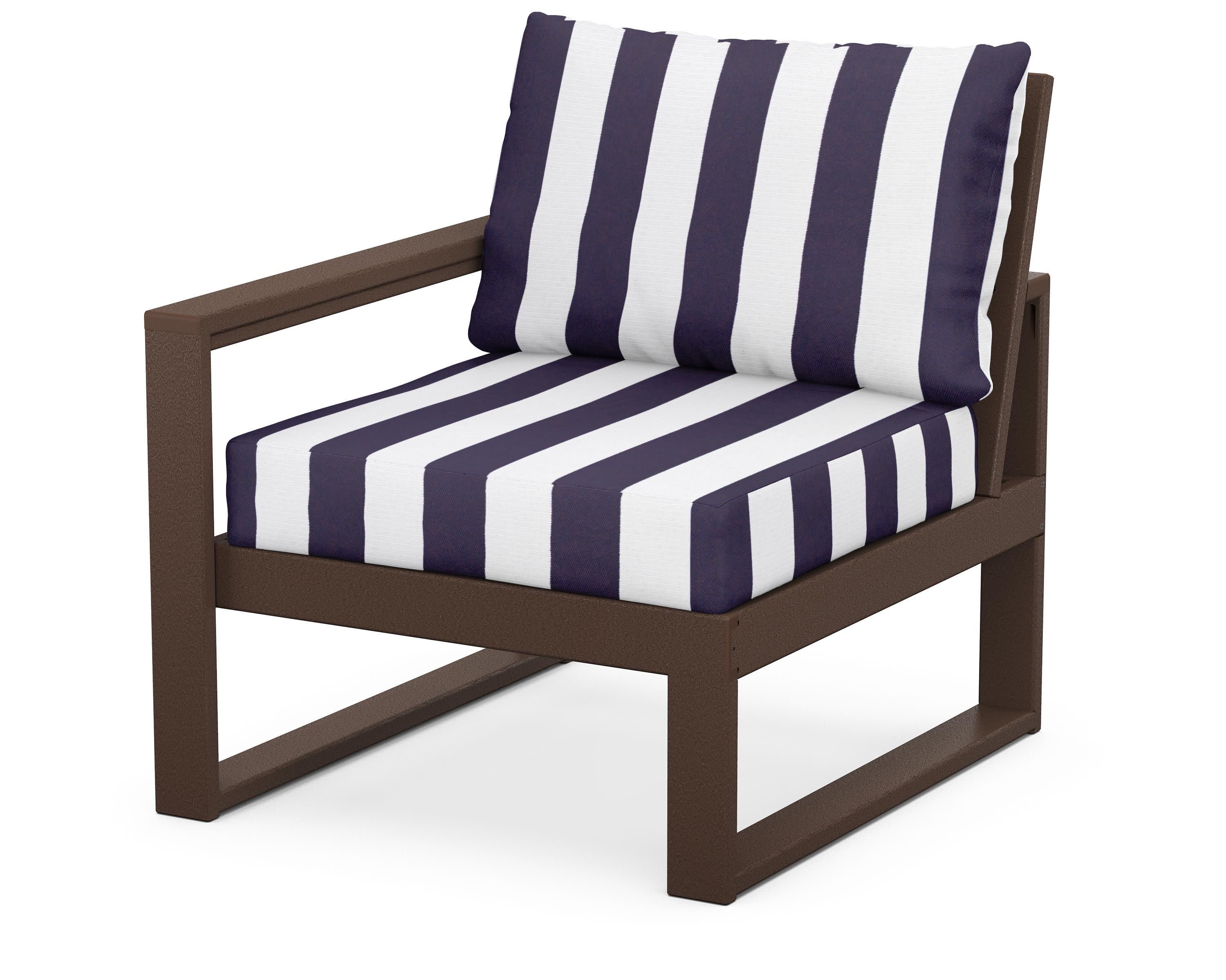 EDGE Modular Left Arm Chair in Mahogany / Cabana Stripe Navy