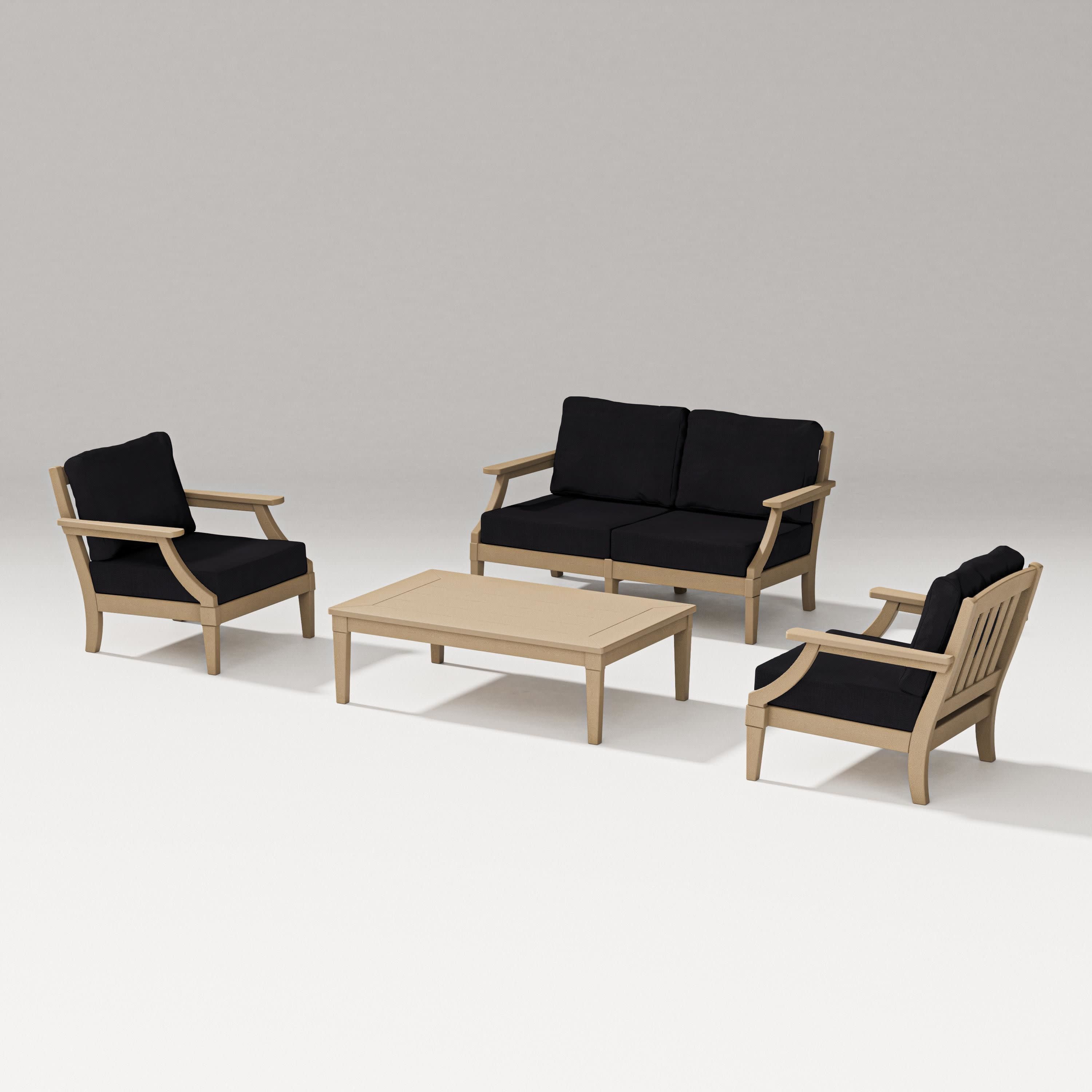 Estate Lounge 4-Piece Loveseat Set in Vintage Sahara / Midnight Linen